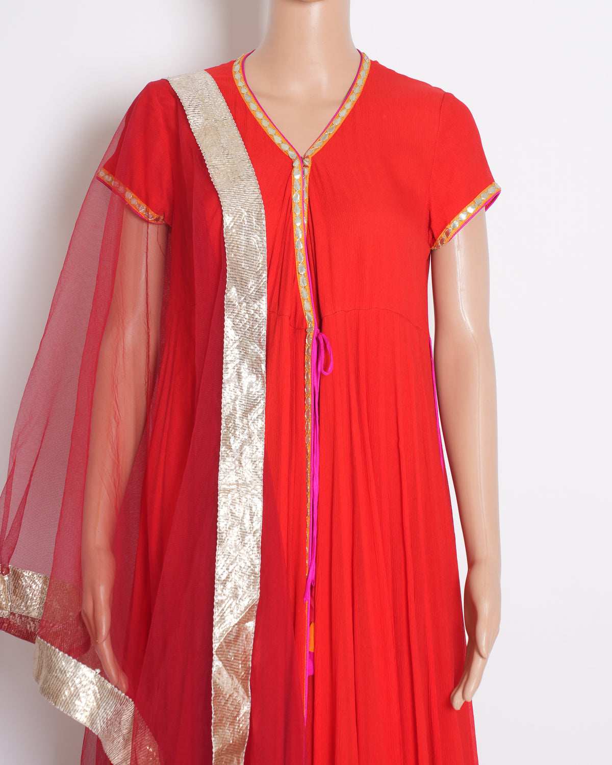 Anita Mody Anarkali Set of 2 in Red