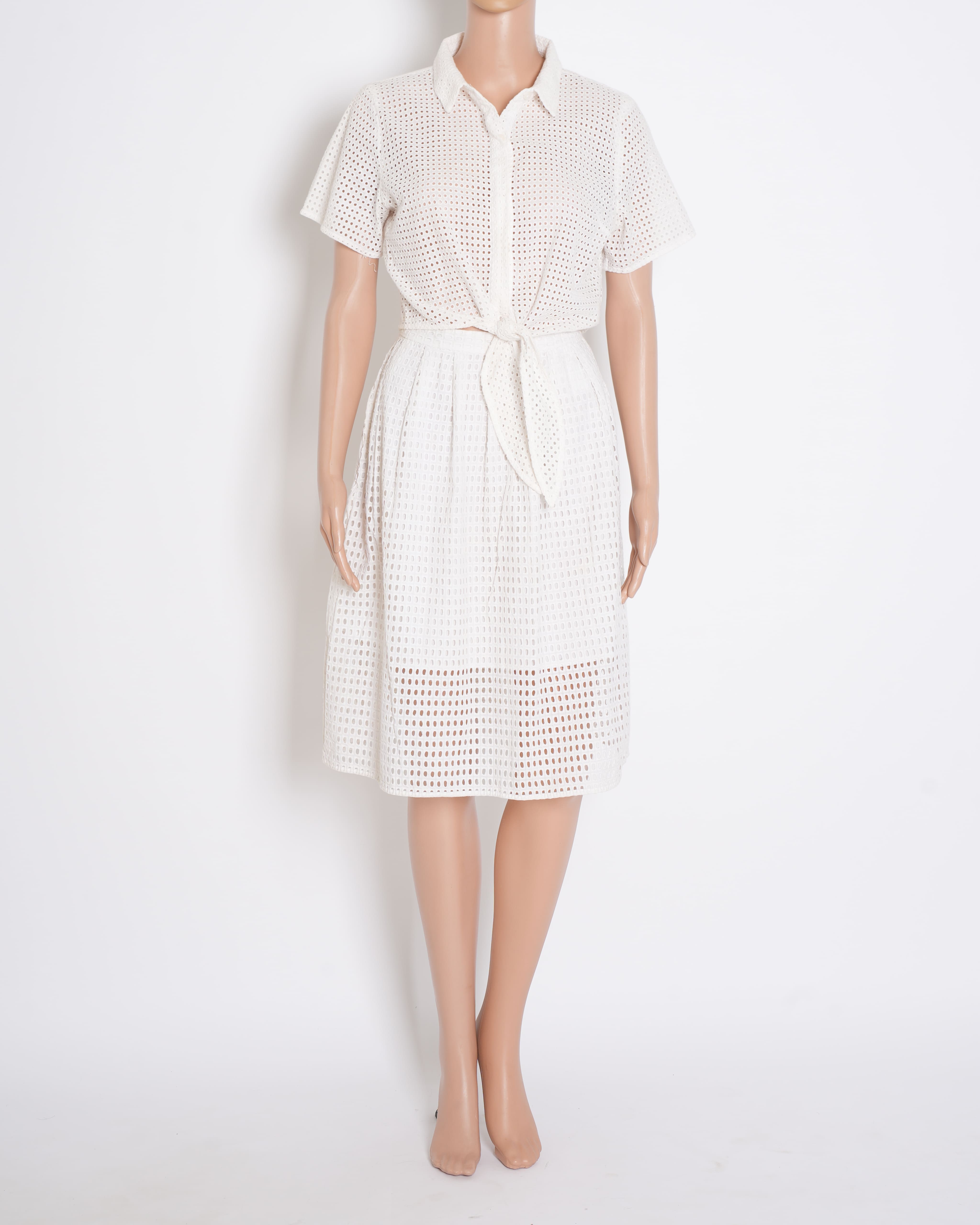 Michael Kors Mesh Shirt with Cropped Shirt in White