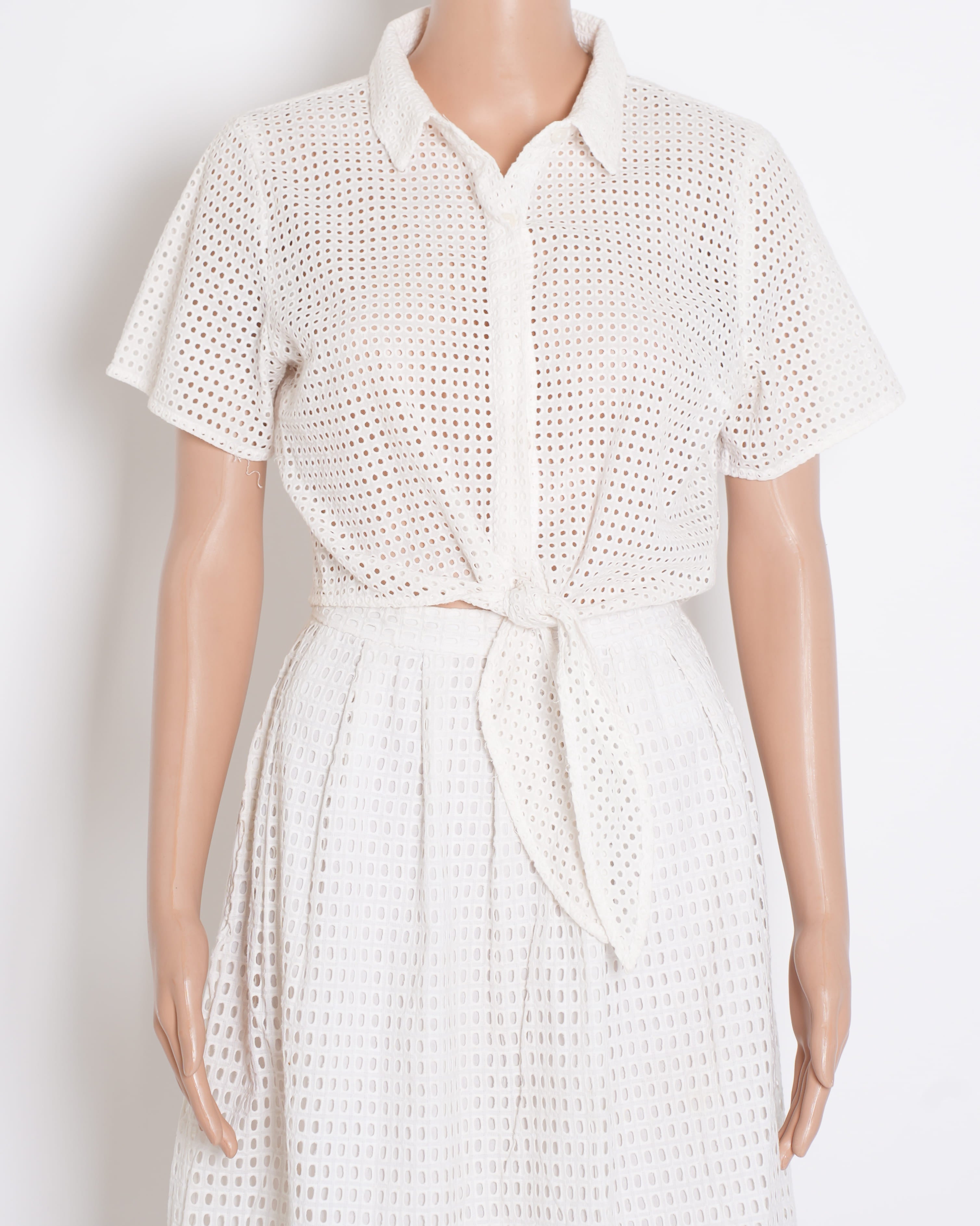 Michael Kors Mesh Shirt with Cropped Shirt in White