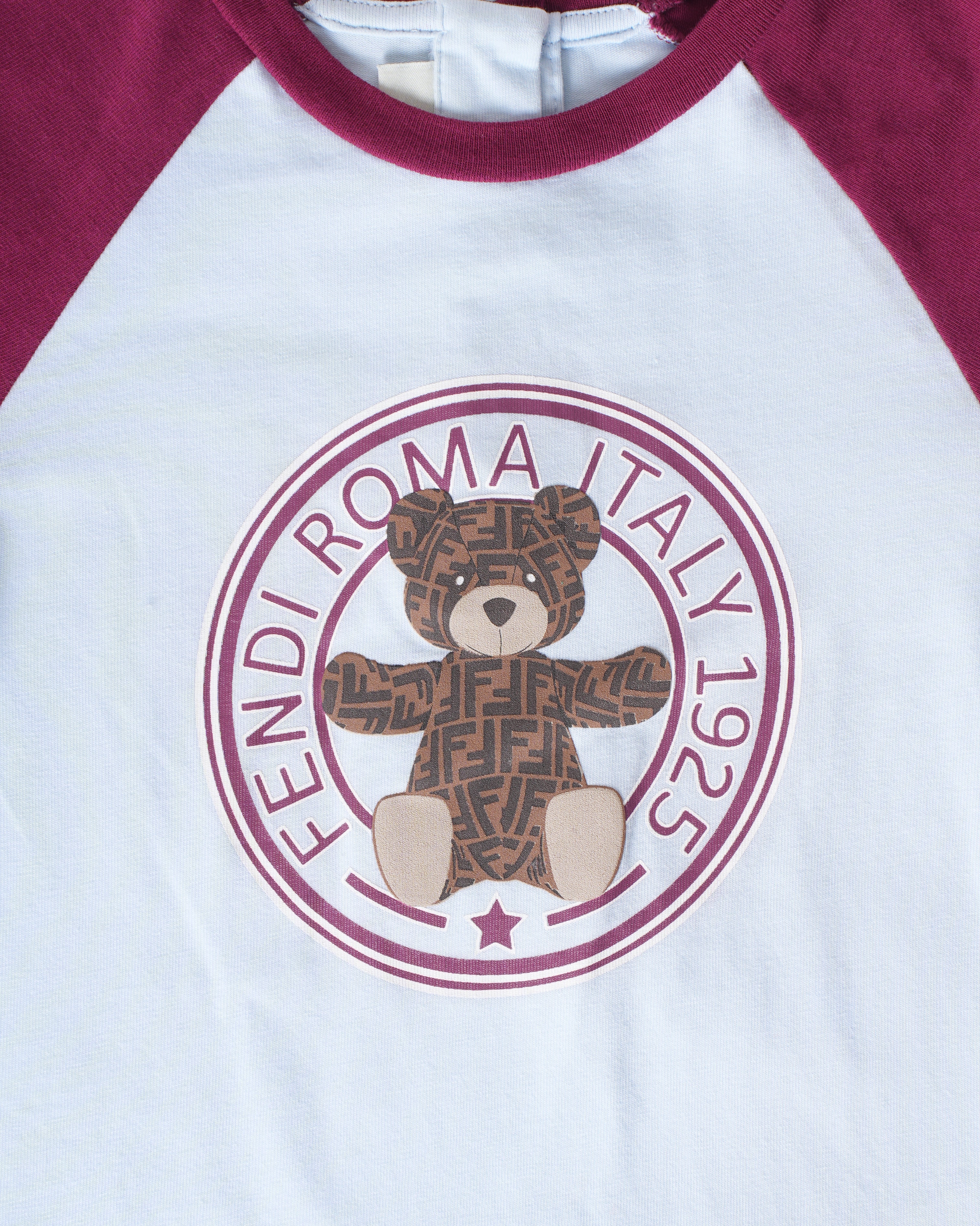 Fendi Kids Baby Teddy Bear Logo Raglan Sleeve T-Shirt