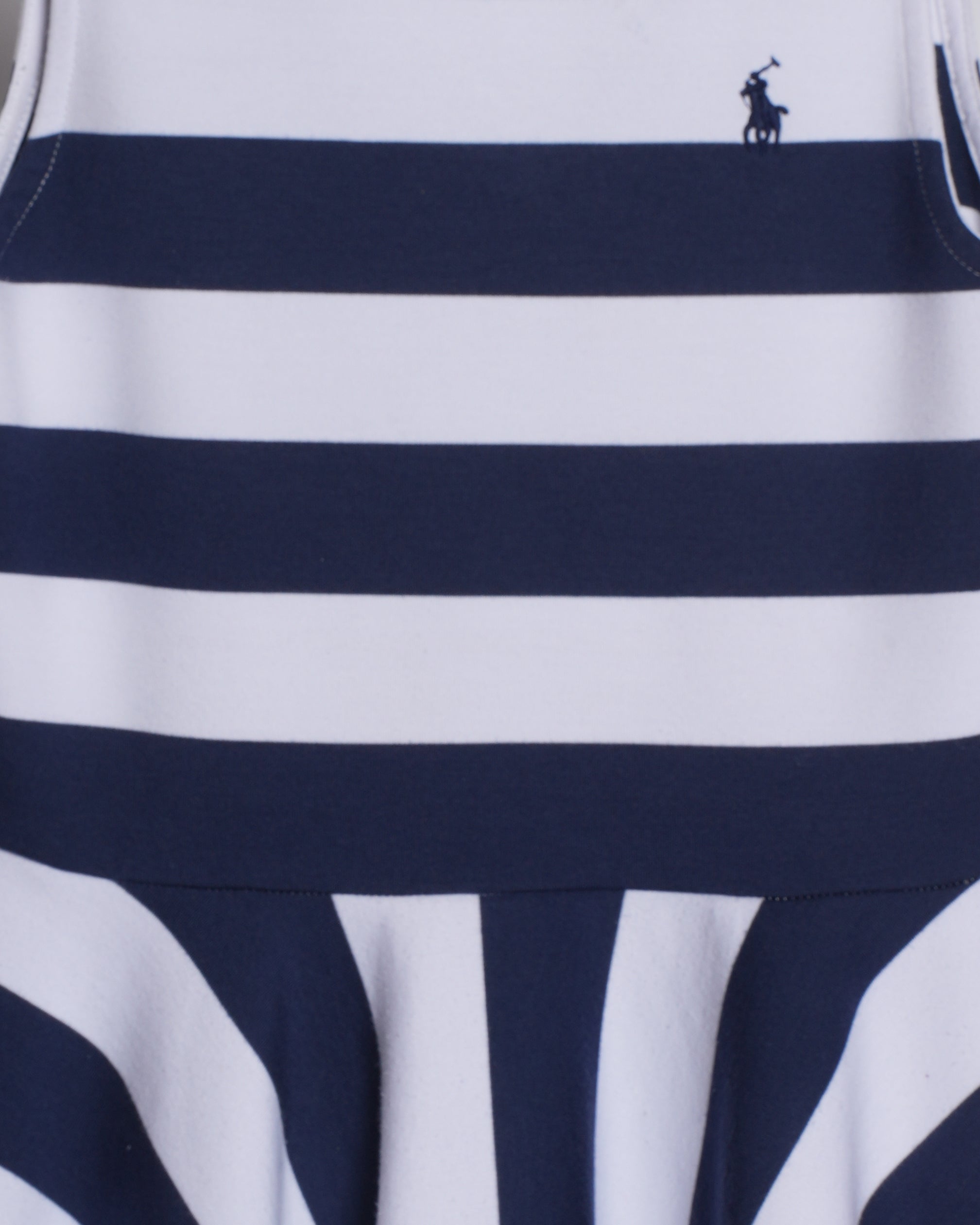 Polo By Ralph Lauren Navy Blue & White Stripe Kidswear Knee Length Dress