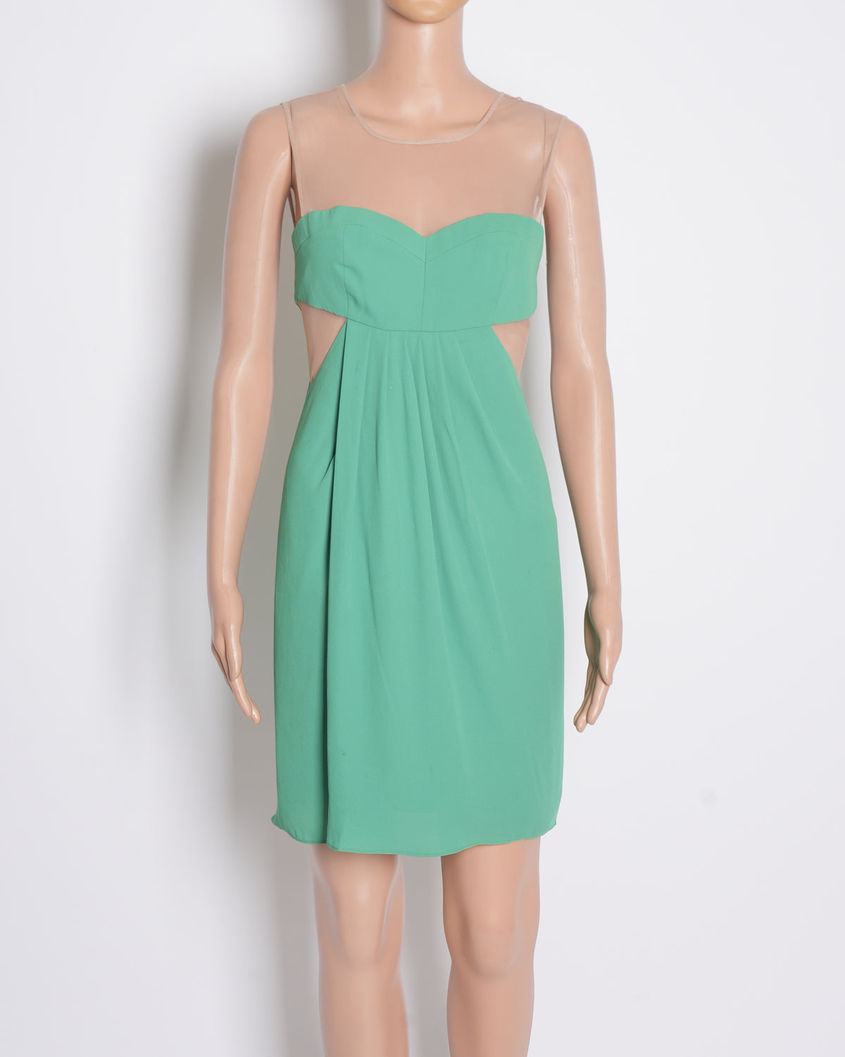 BCBG Green Dress with Mesh Detailing