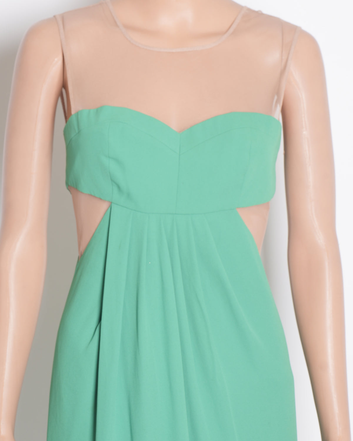 BCBG Green Dress with Mesh Detailing