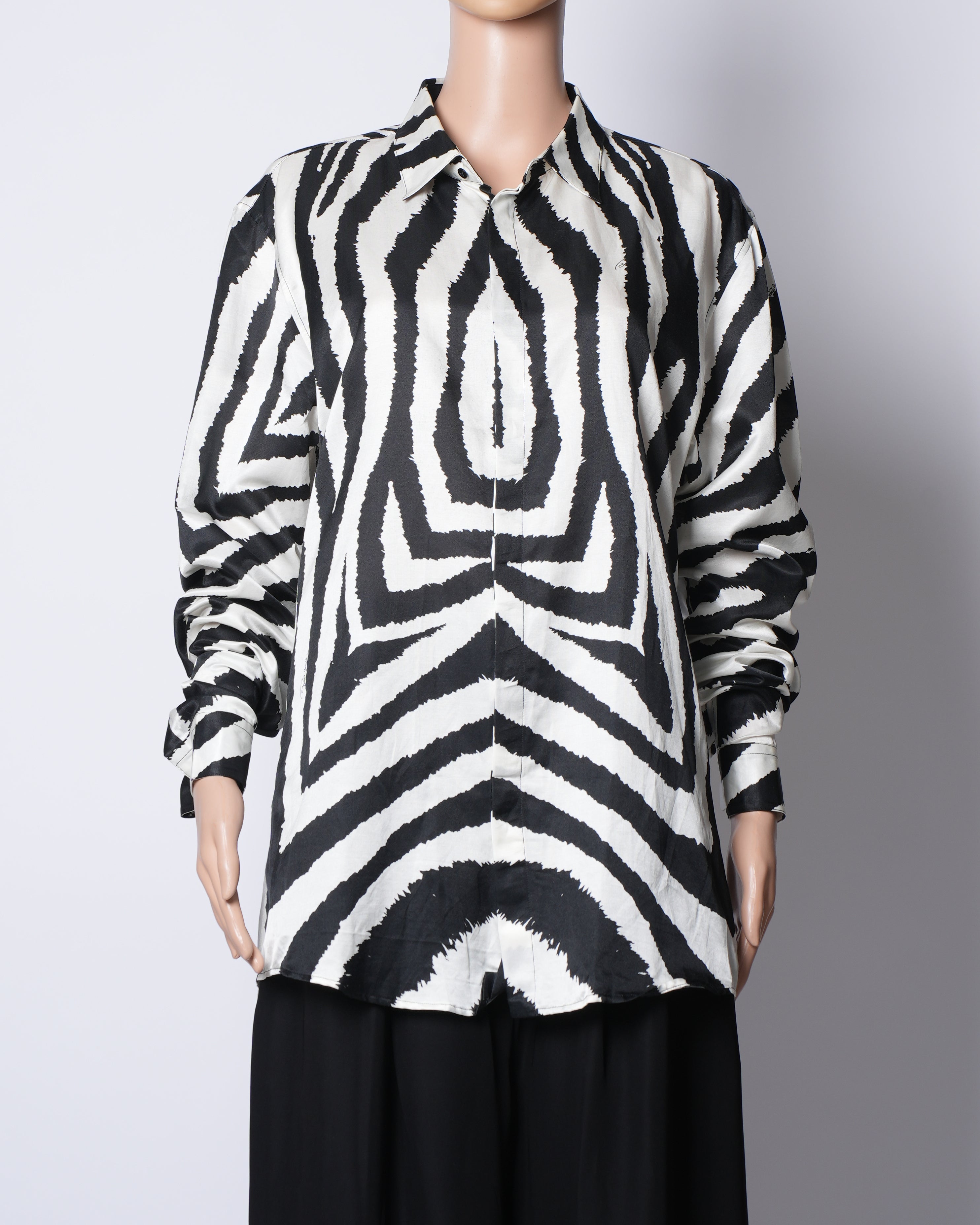 Roberto Cavalli Zebra Print Button Down Shirt