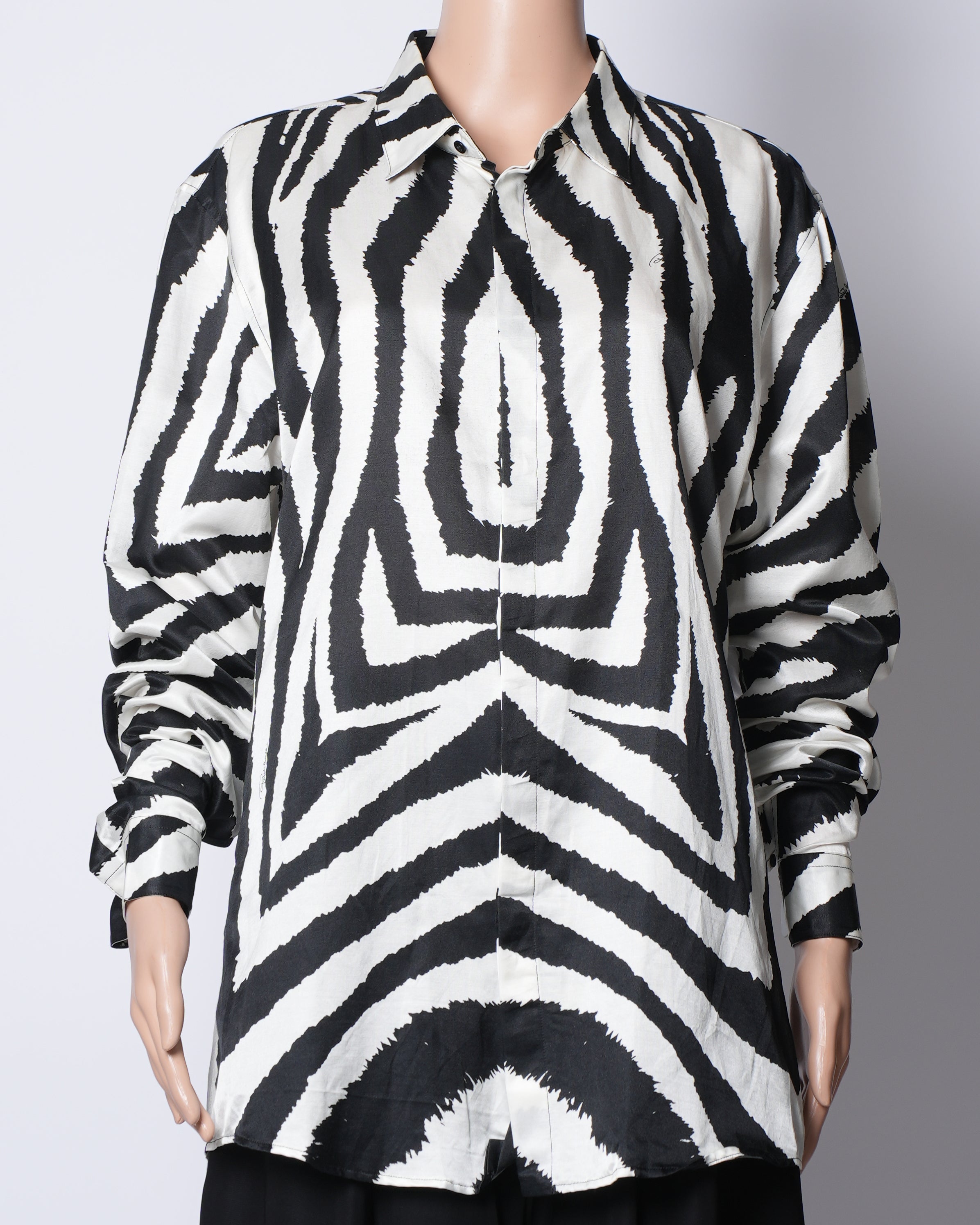 Roberto Cavalli Zebra Print Button Down Shirt