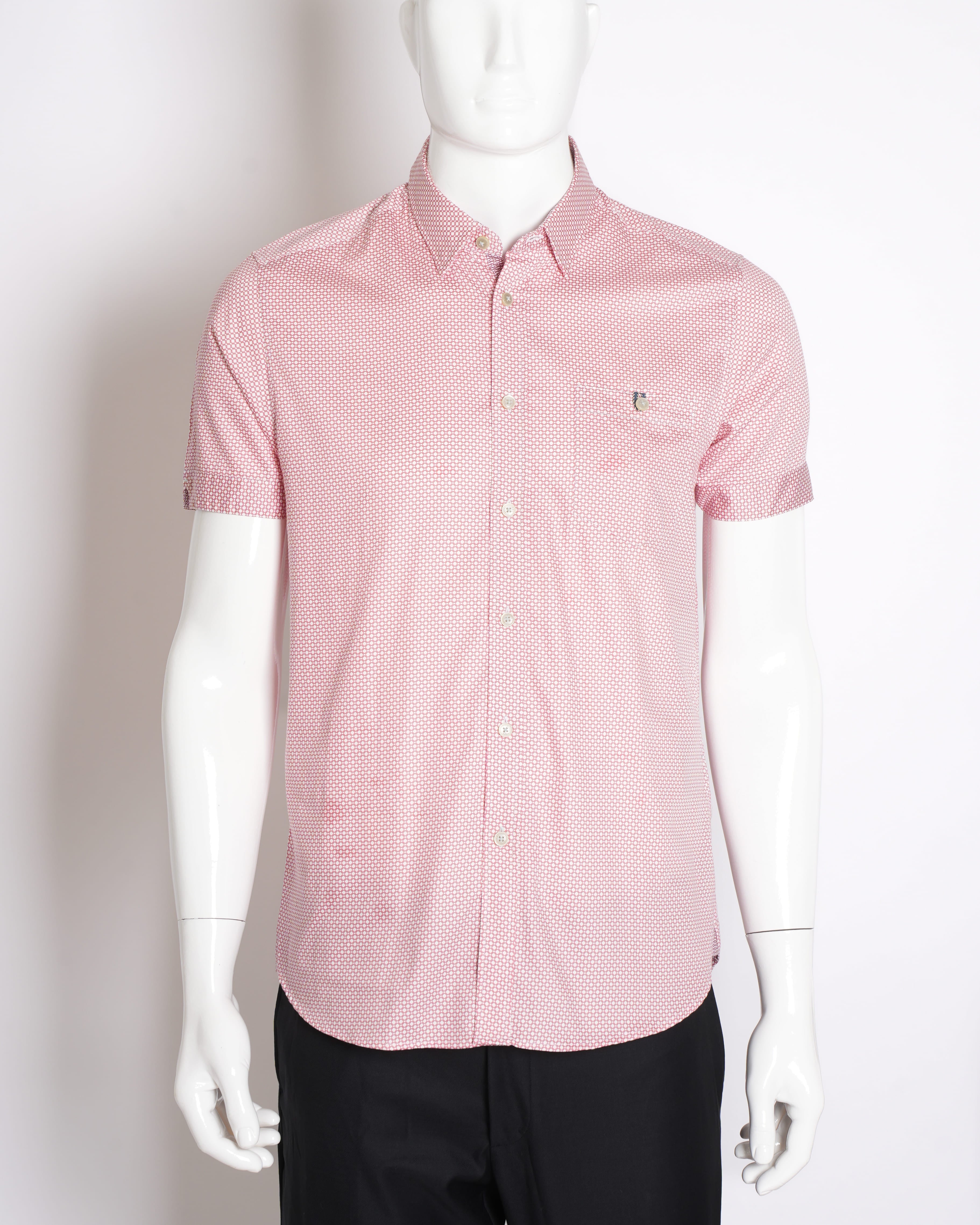 Ted Baker Printed Button Down Men's Half Sleeve Shirt