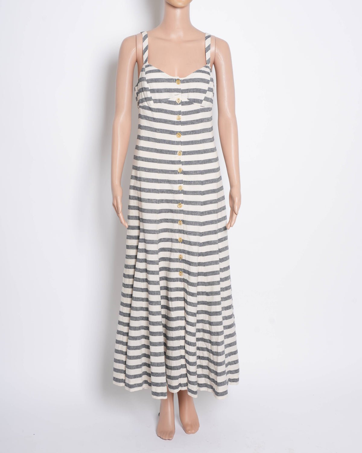 MAEVE Women's Linen Blend Button Front Maxi Dress