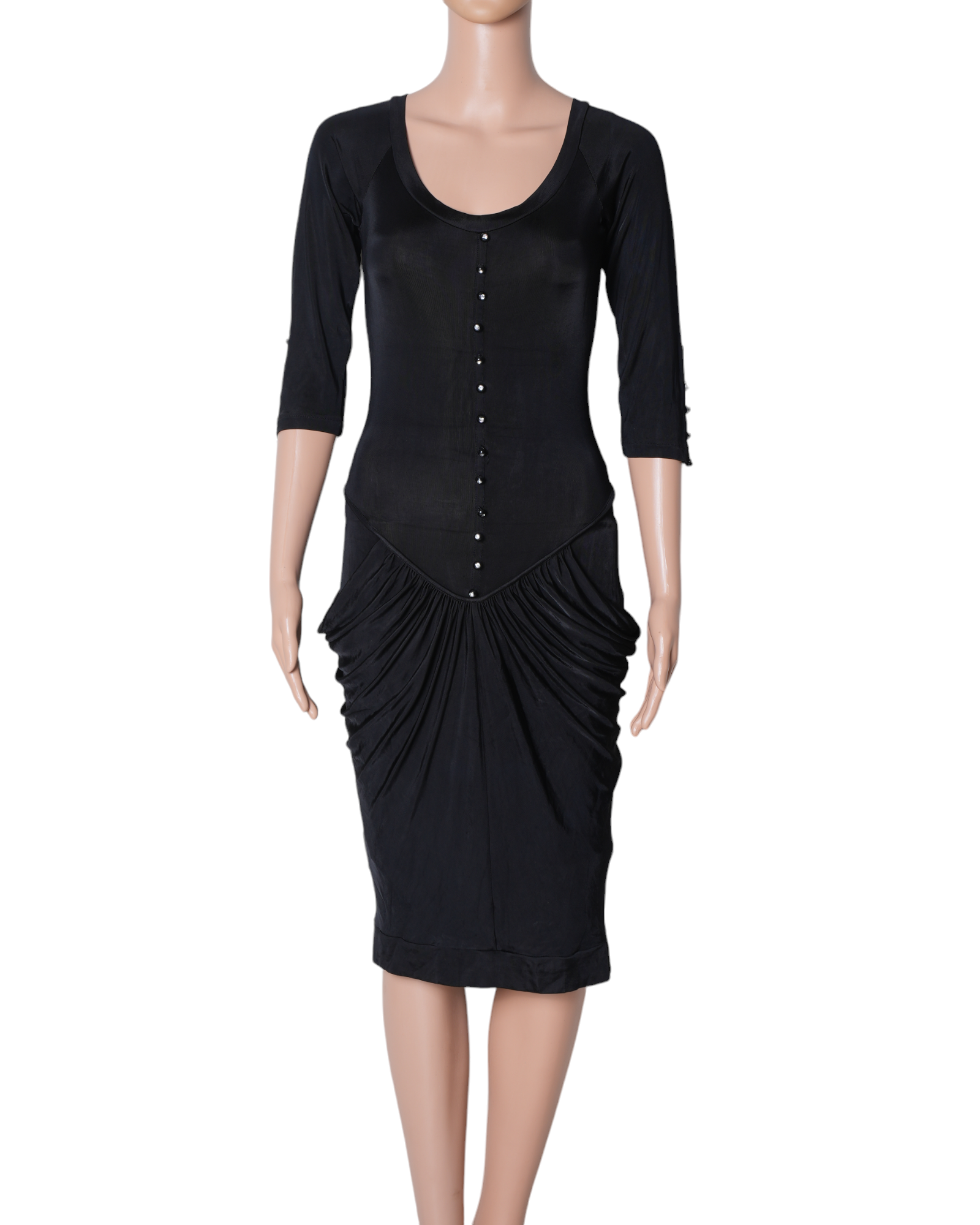 Rocco Barocco Black Bottom Drape Style Dress