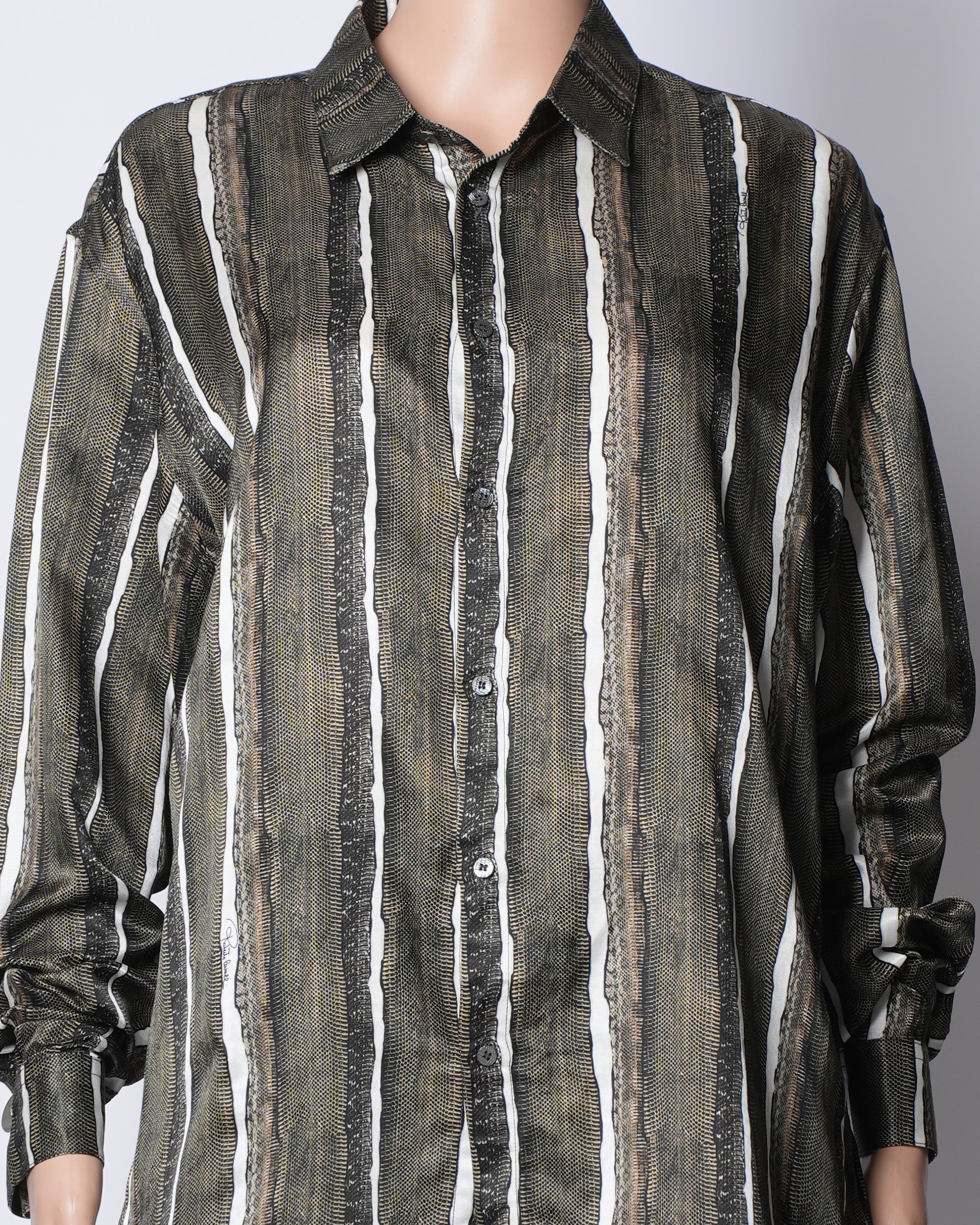 Roberto Cavalli Vertical Stripe Button Down Shirt