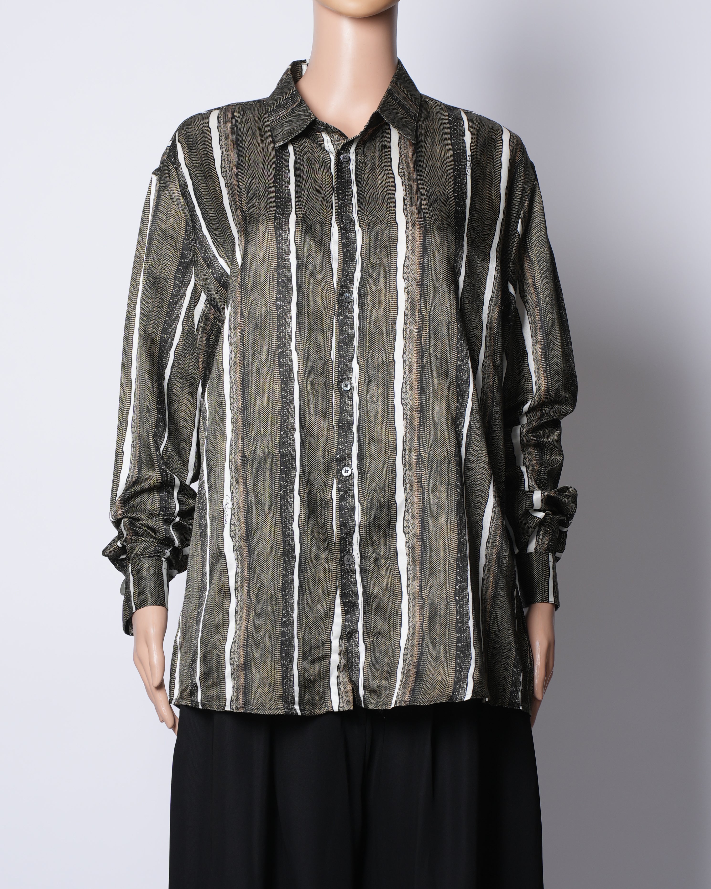 Roberto Cavalli Vertical Stripe Button Down Shirt