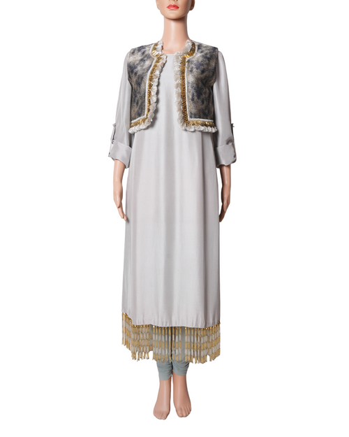 Payal Singhal Navy Blue Jacket Dress Set