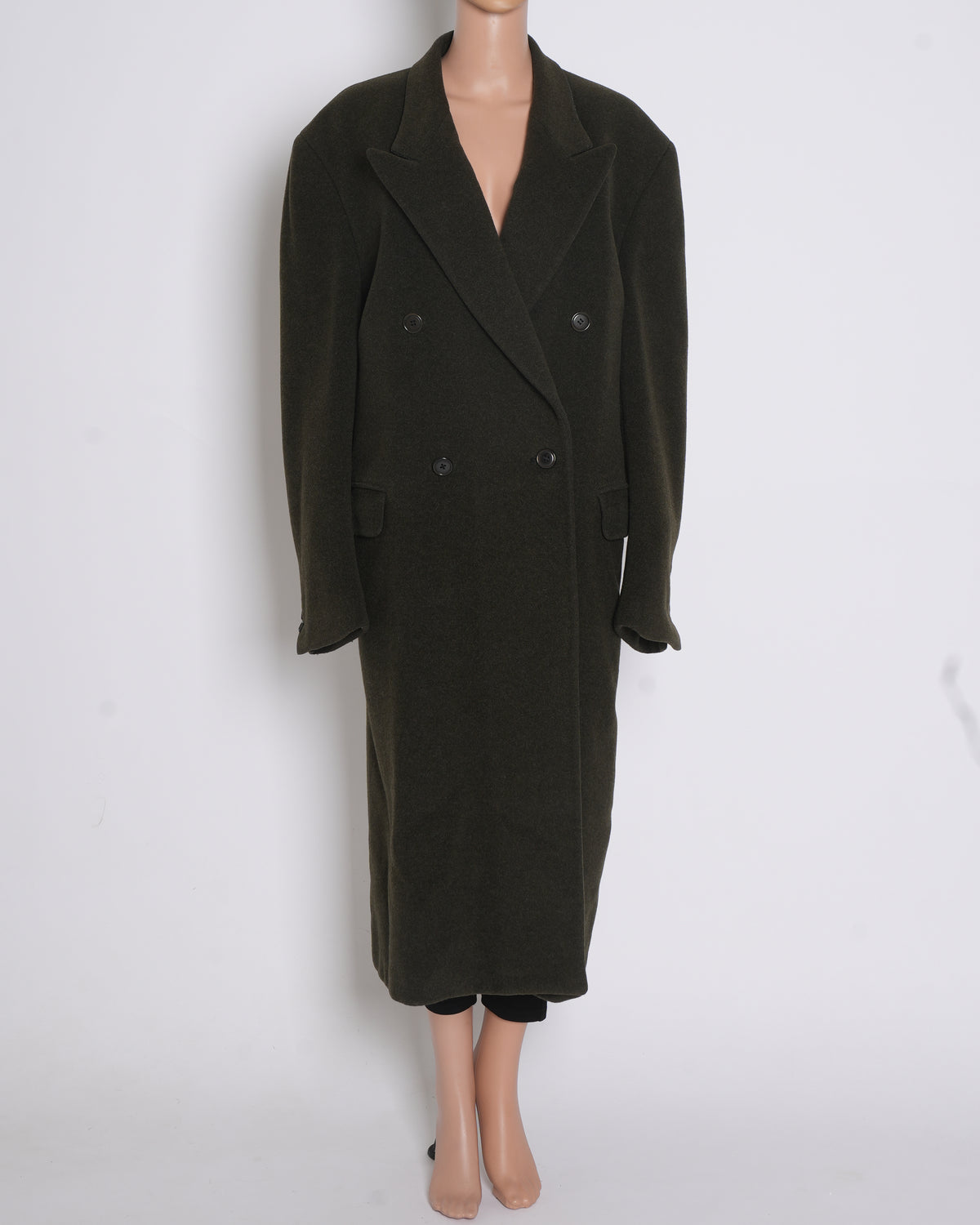 Valentino Oversized Women's Wool-Blend Double-Breasted Overcoat in Military Green