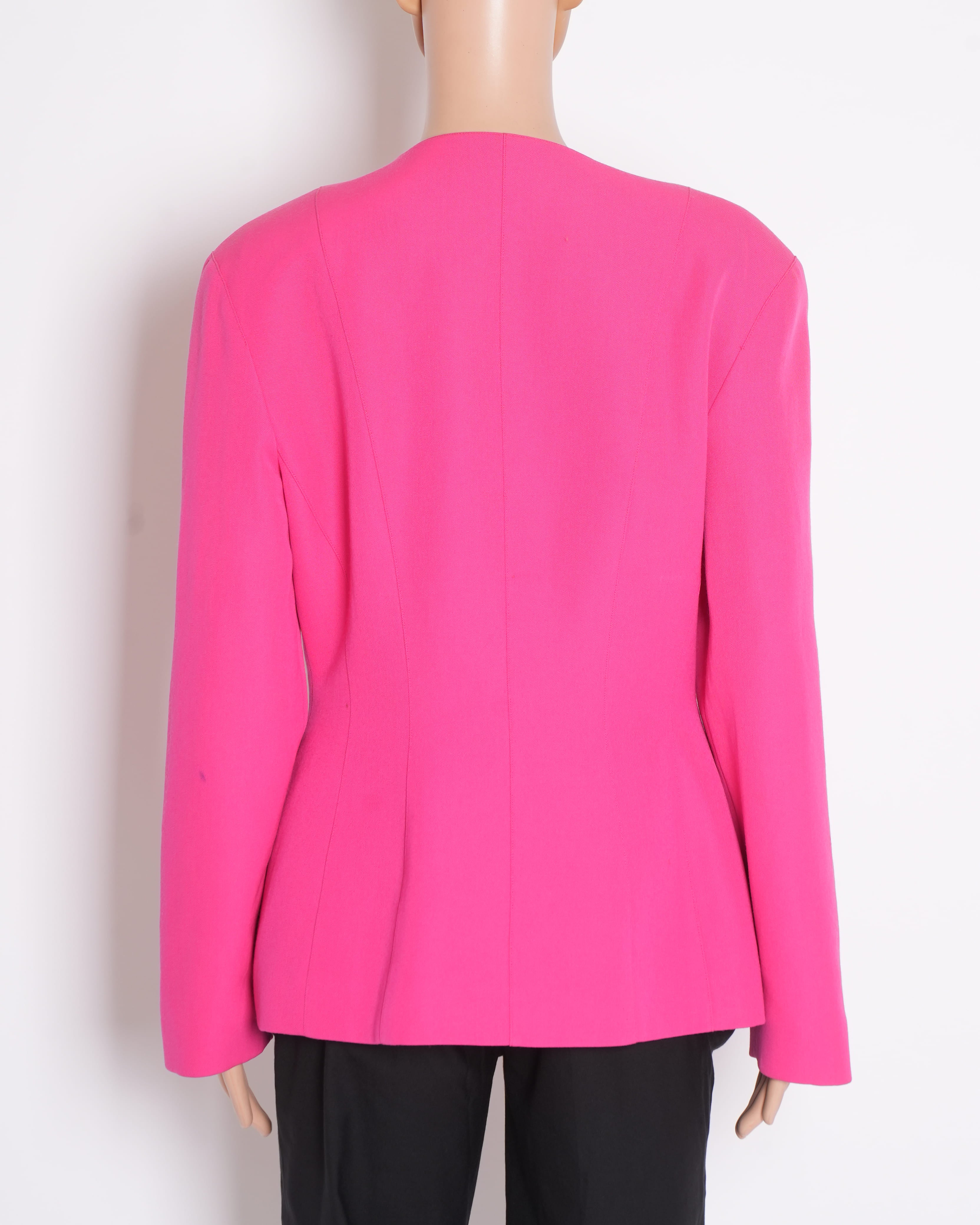Thierry Mugler Vintage 1980's  Hot Pink Sculpted Jacket Blazer Suit