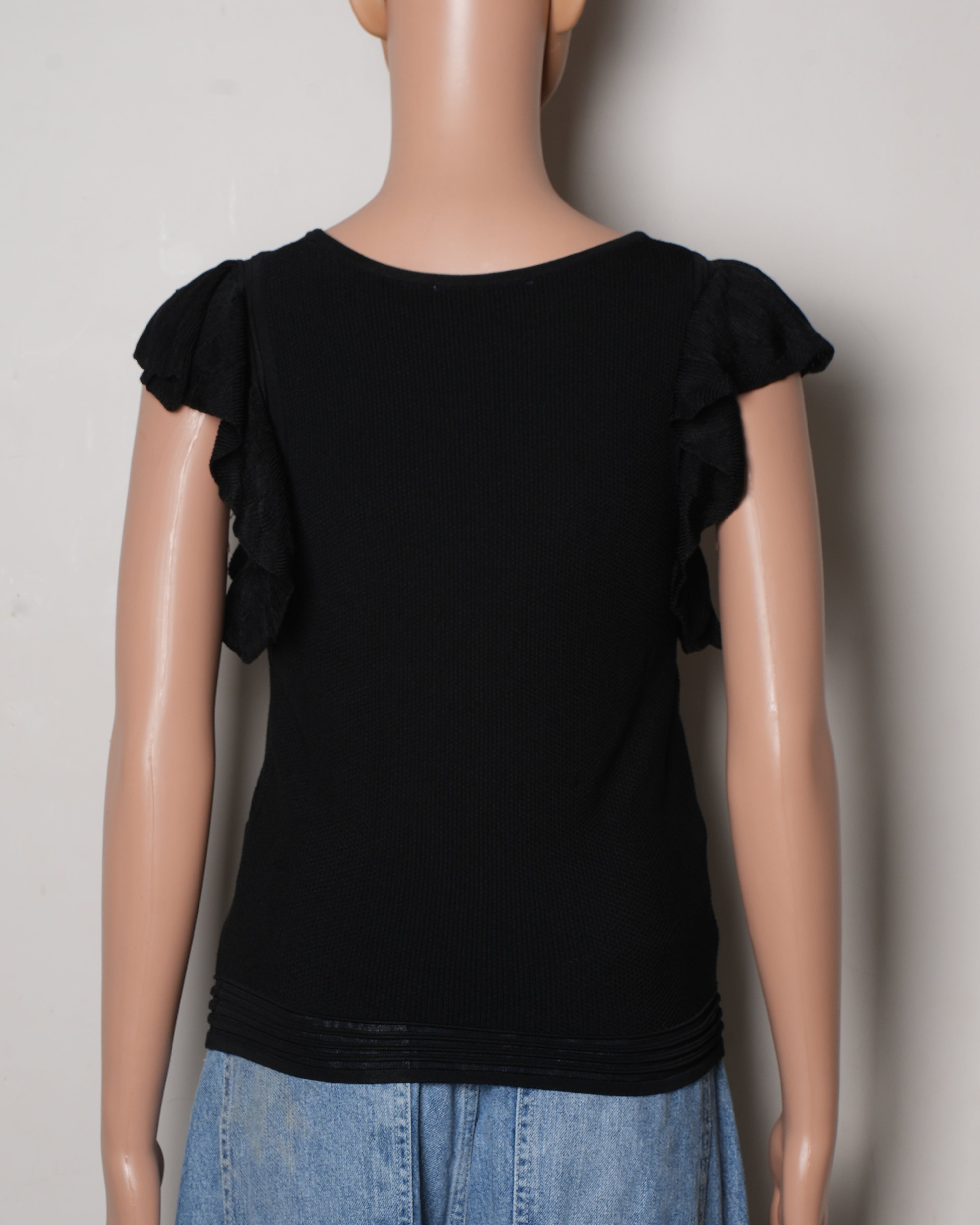 Sandro Black Frill Top