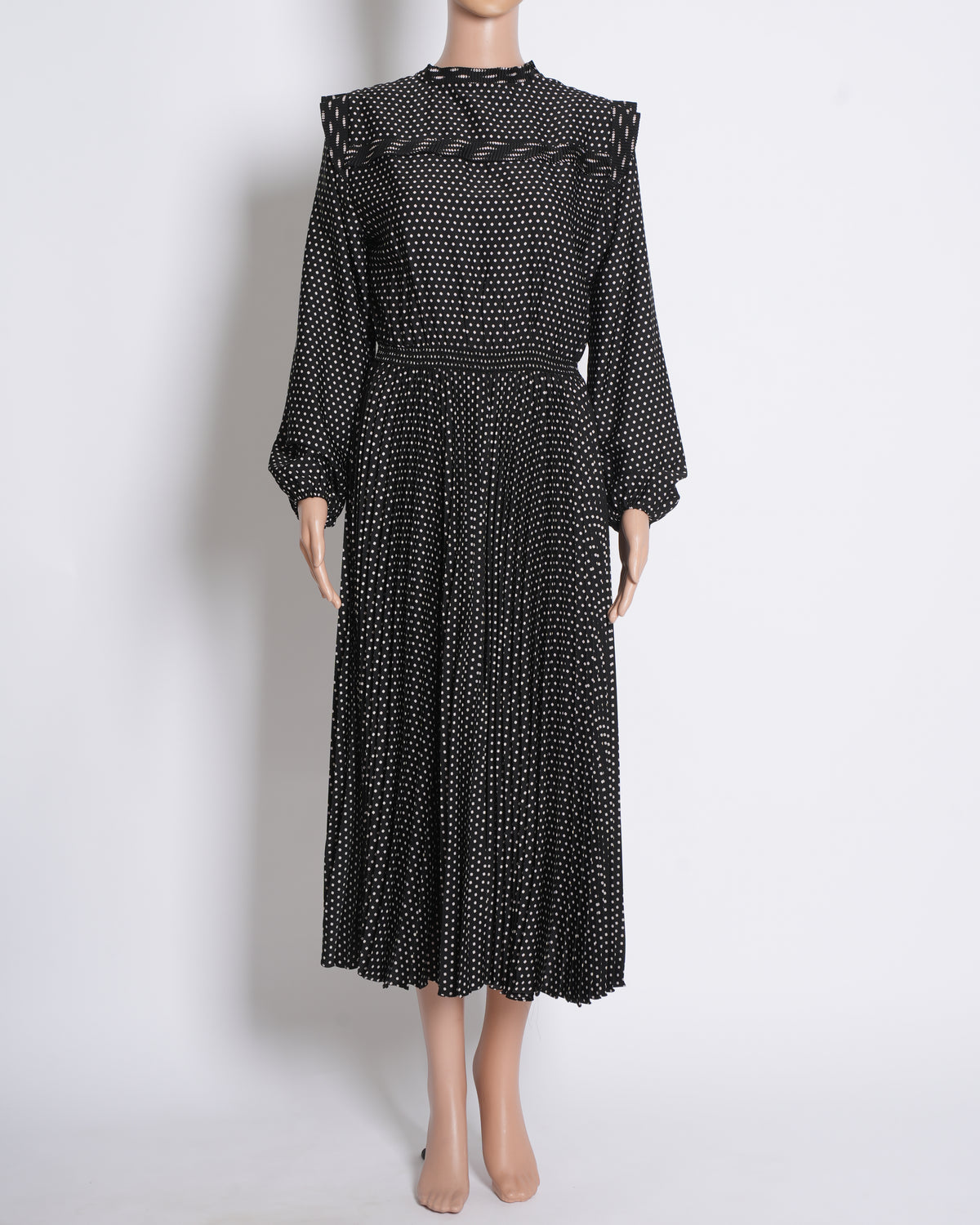 Maje Dress With Balloon Sleeves In Black & White