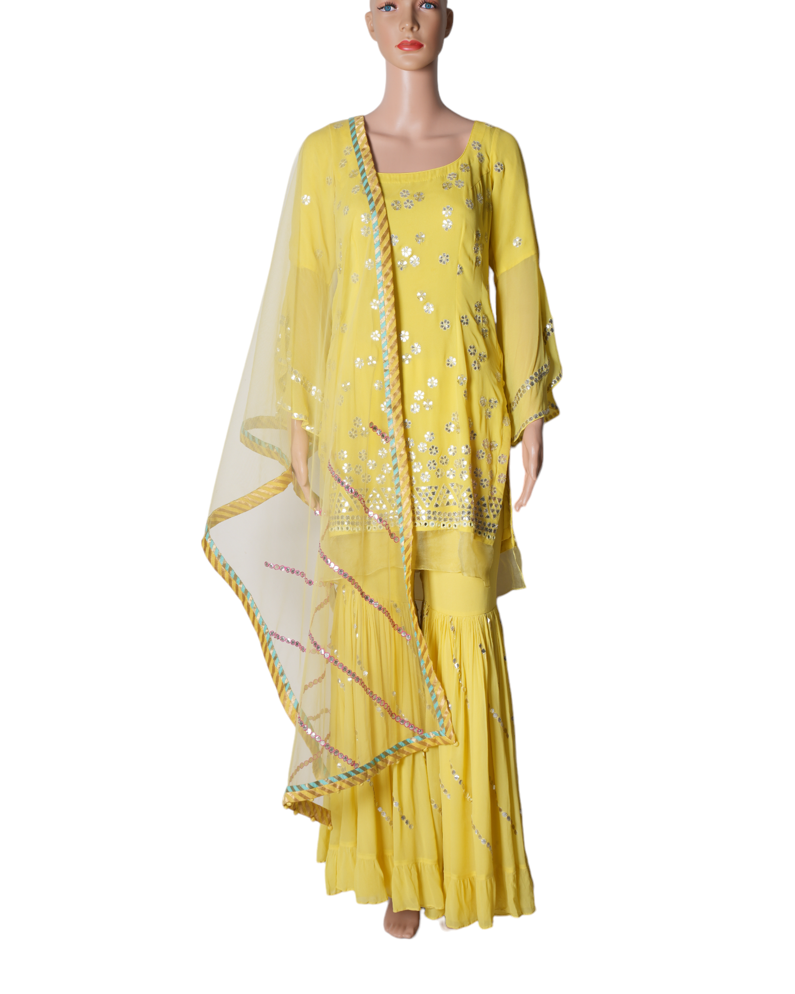 Devnaagri Yellow Georgette Sharara Set