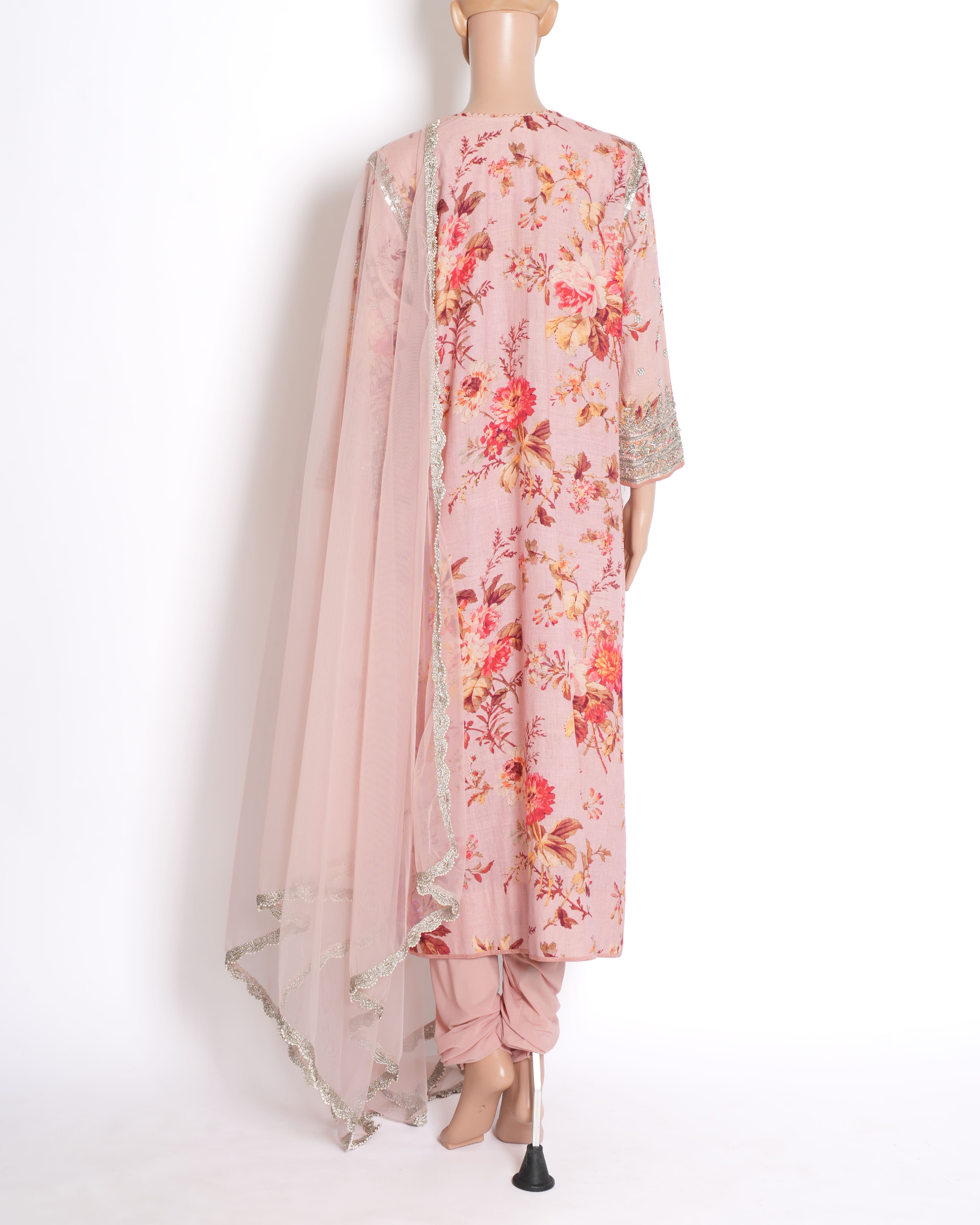 Anushree Reddy Floral Printed Suit Set in Pink