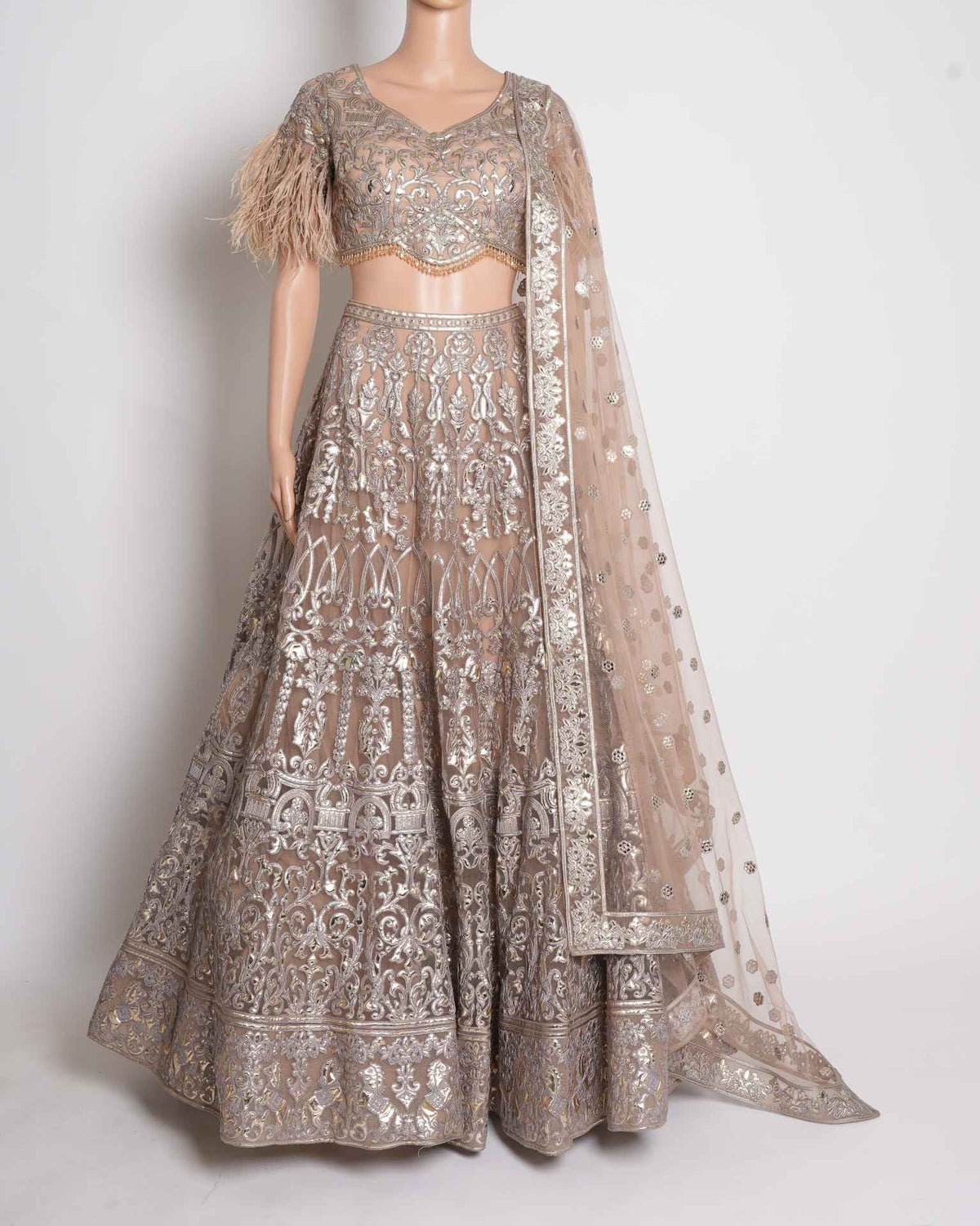 Falguni Shane Peacock embroidered lehenga custom feather detailing