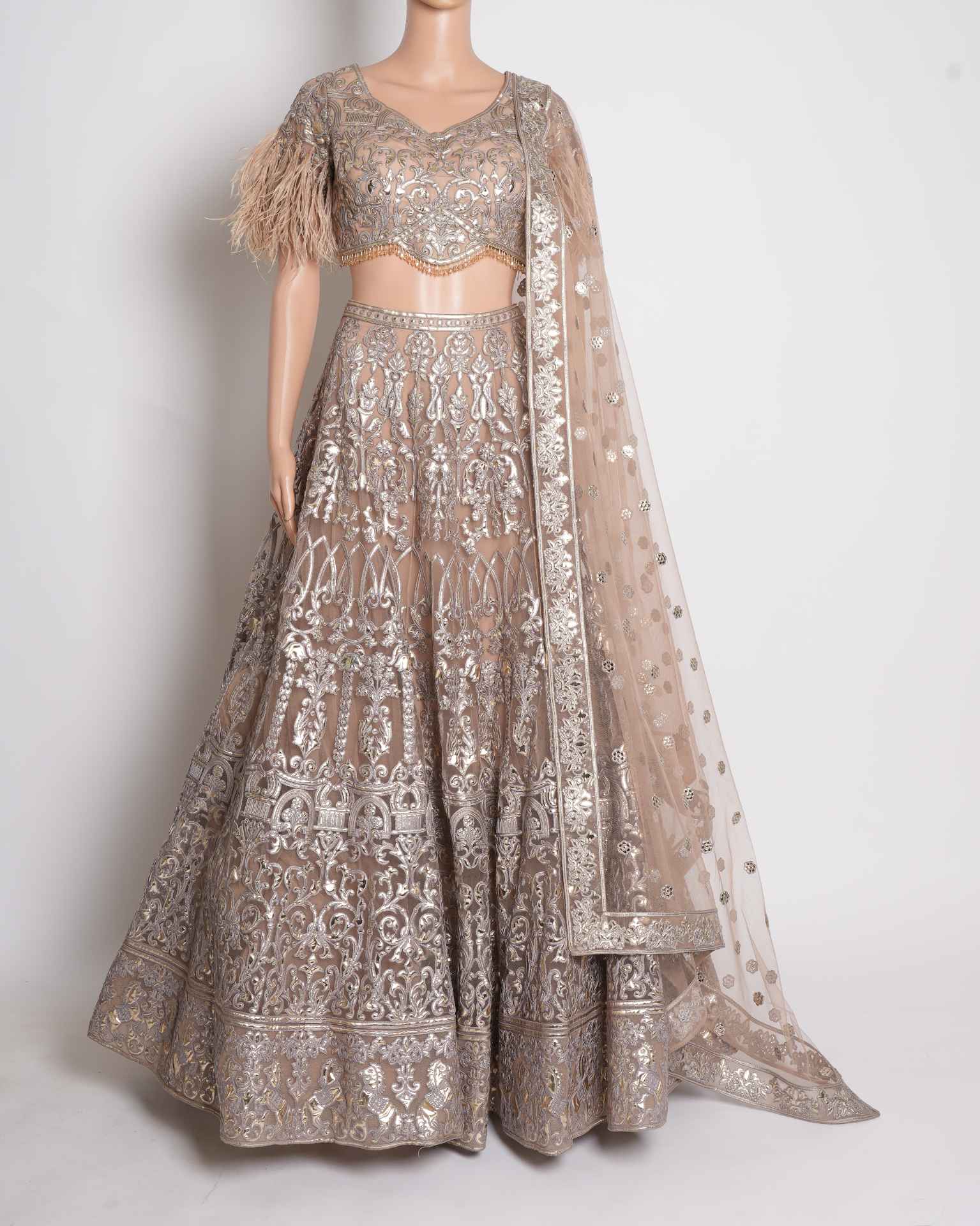 Falguni Shane Peacock embroidered lehenga custom feather detailing