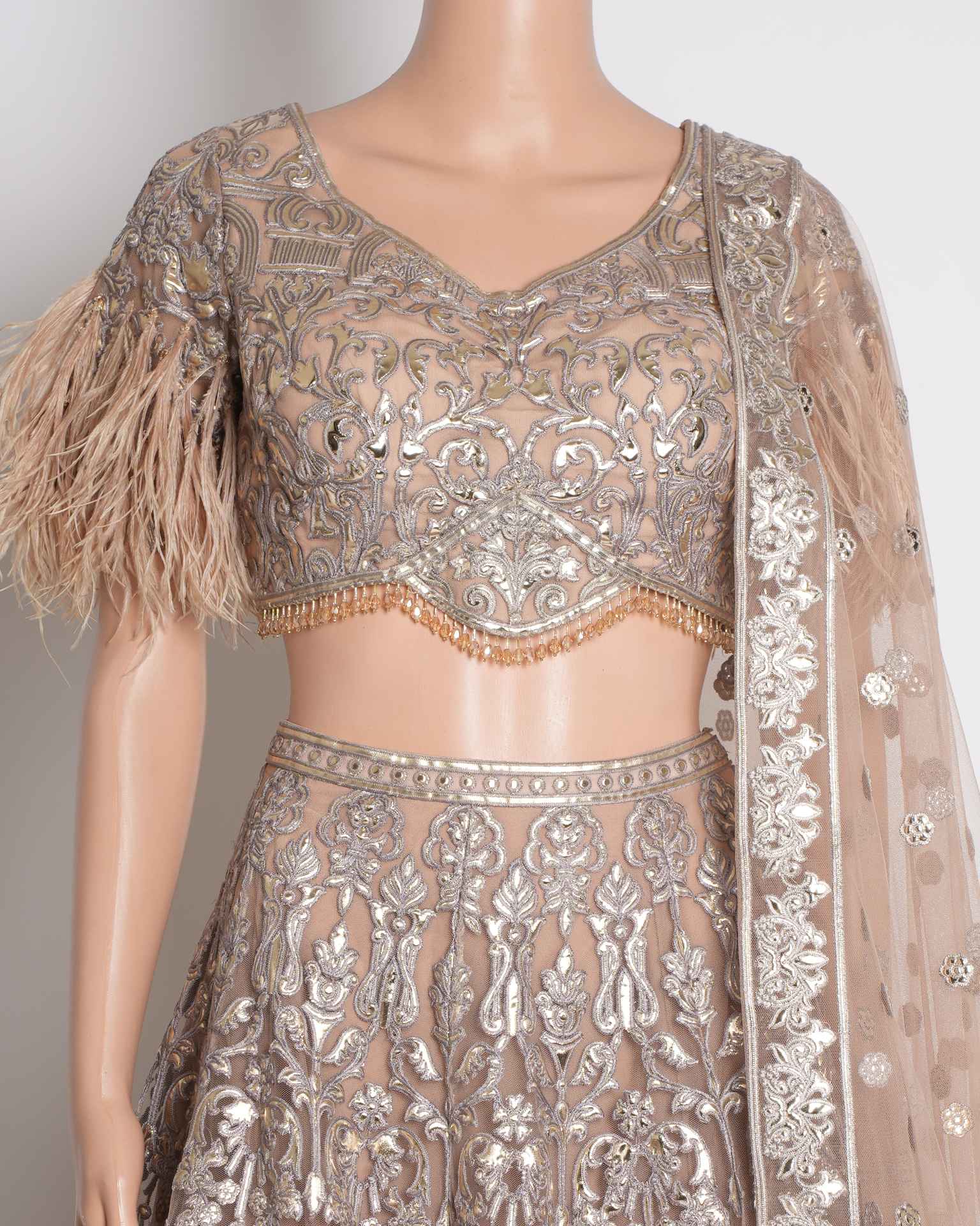 Falguni Shane Peacock embroidered lehenga custom feather detailing