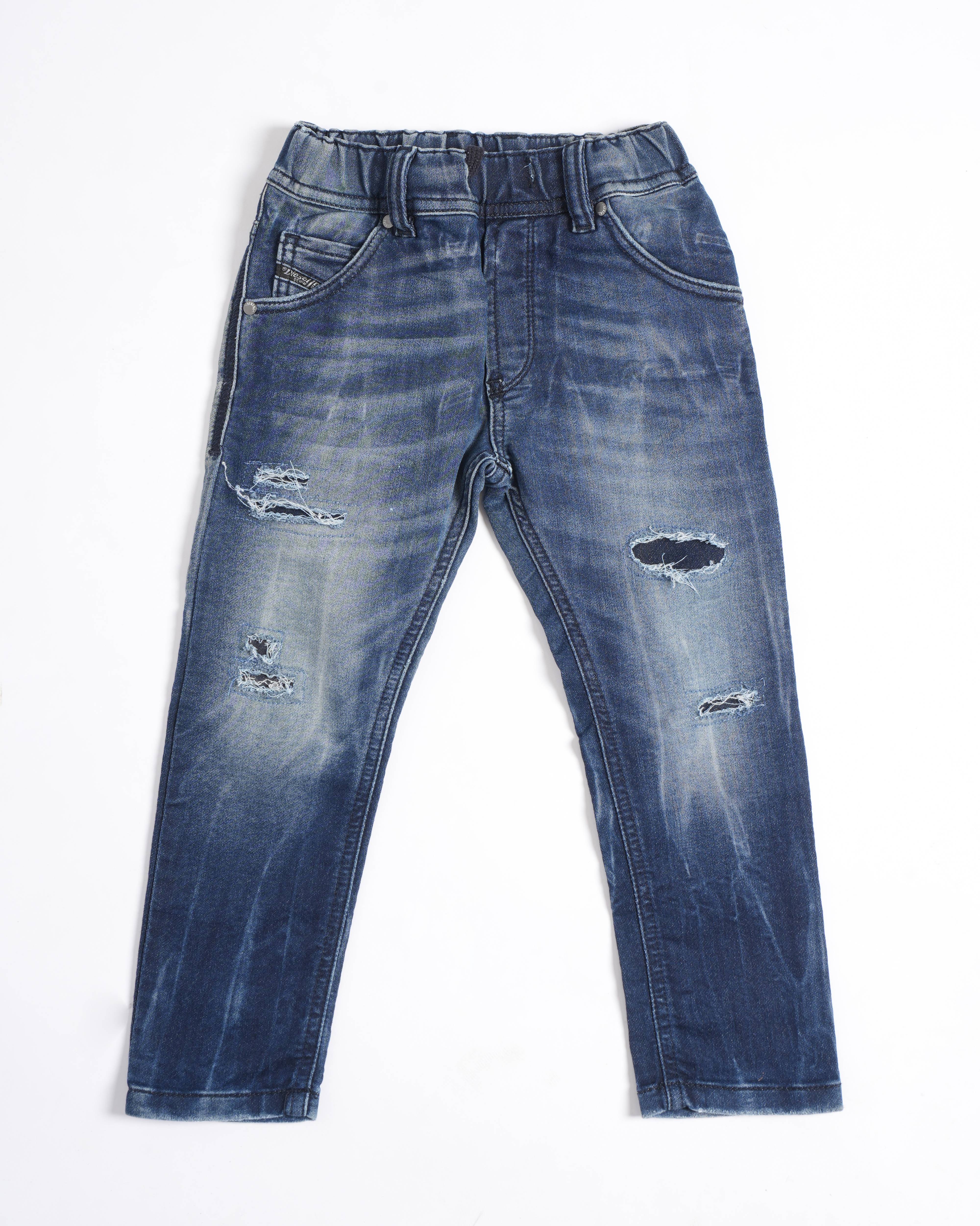 Diesel kids' dark blue ripped denim jeans