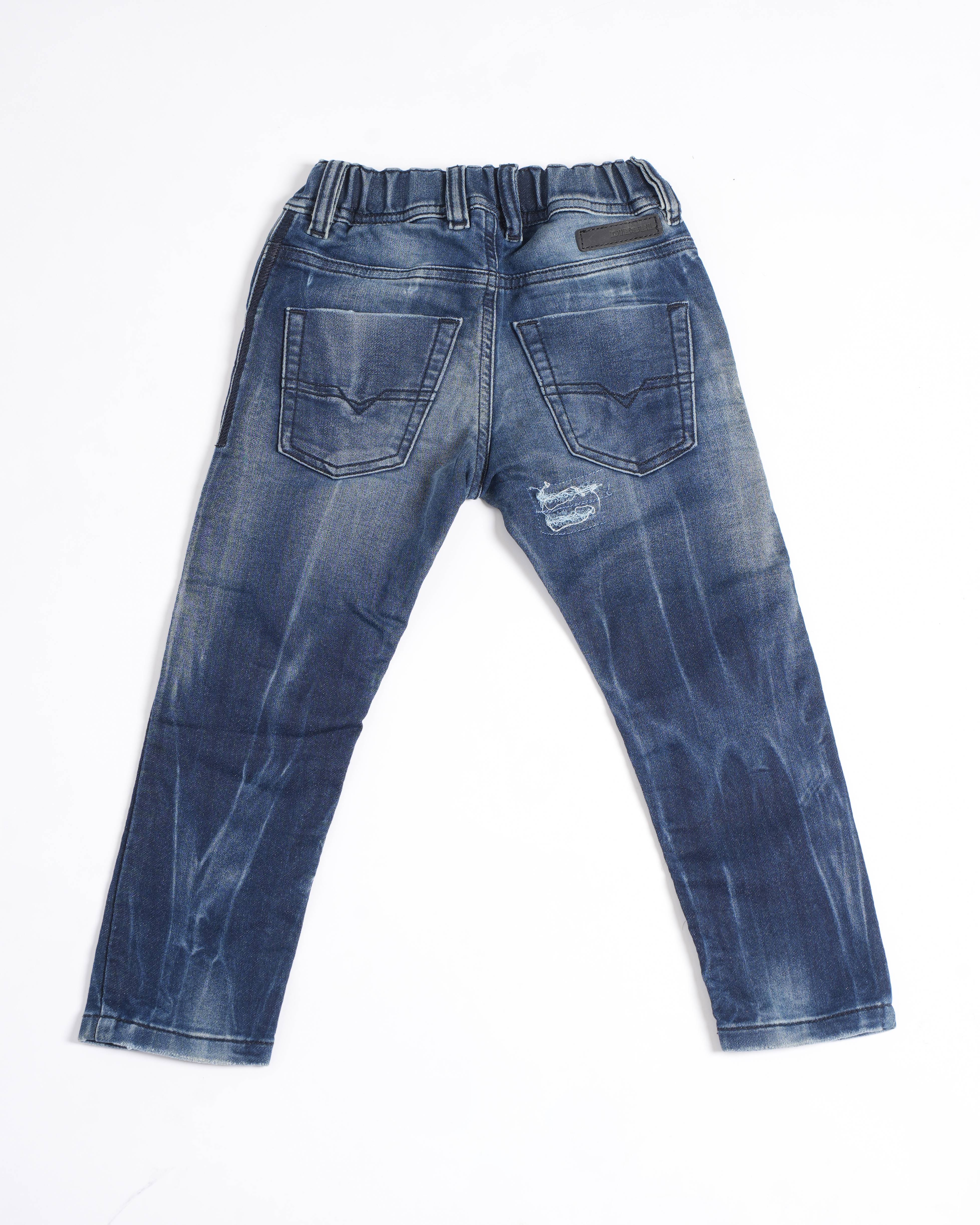 Diesel kids' dark blue ripped denim jeans