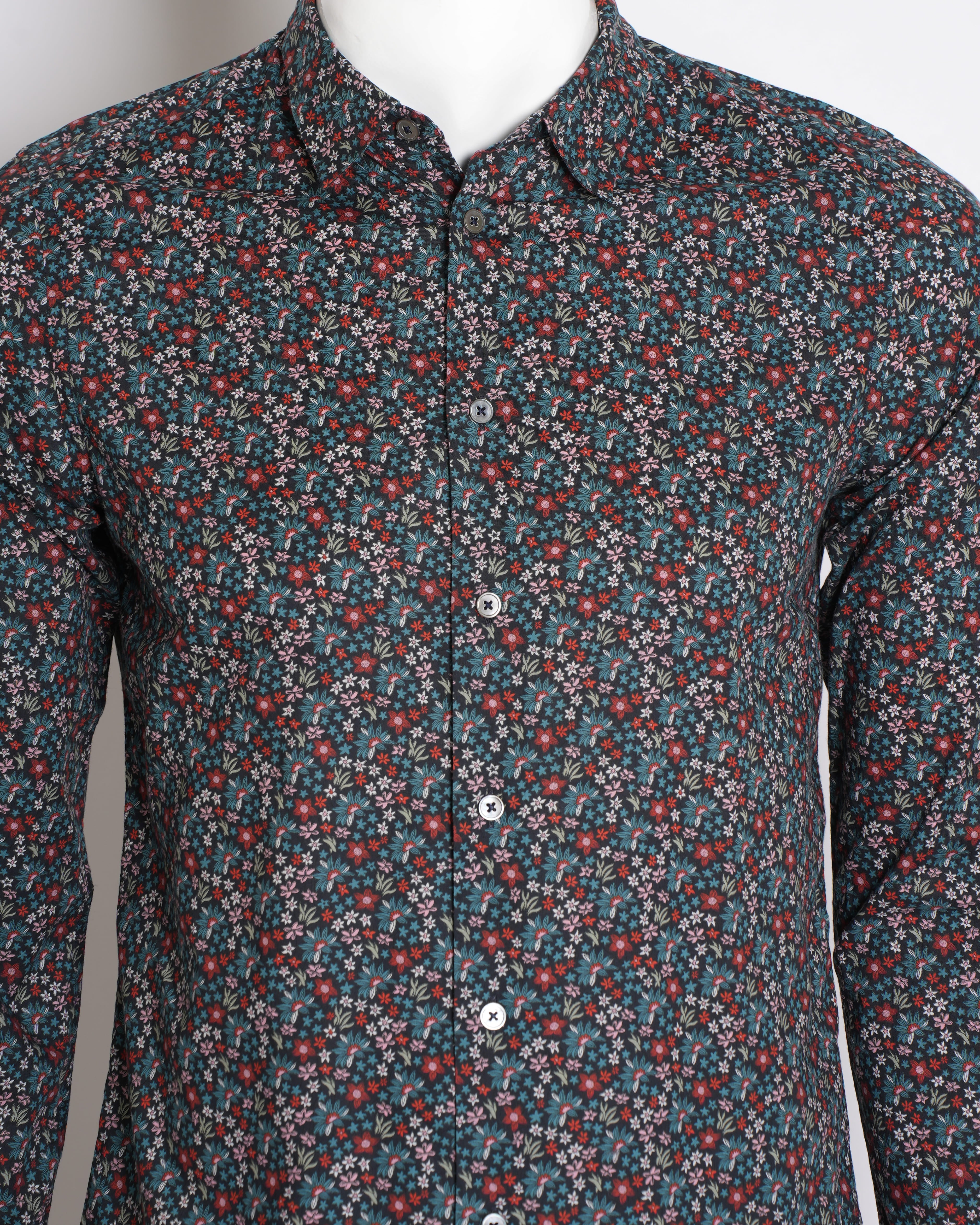 Paul Smith Multicolour Printed Men's Buttondown Floral Fullsleeve Shirt
