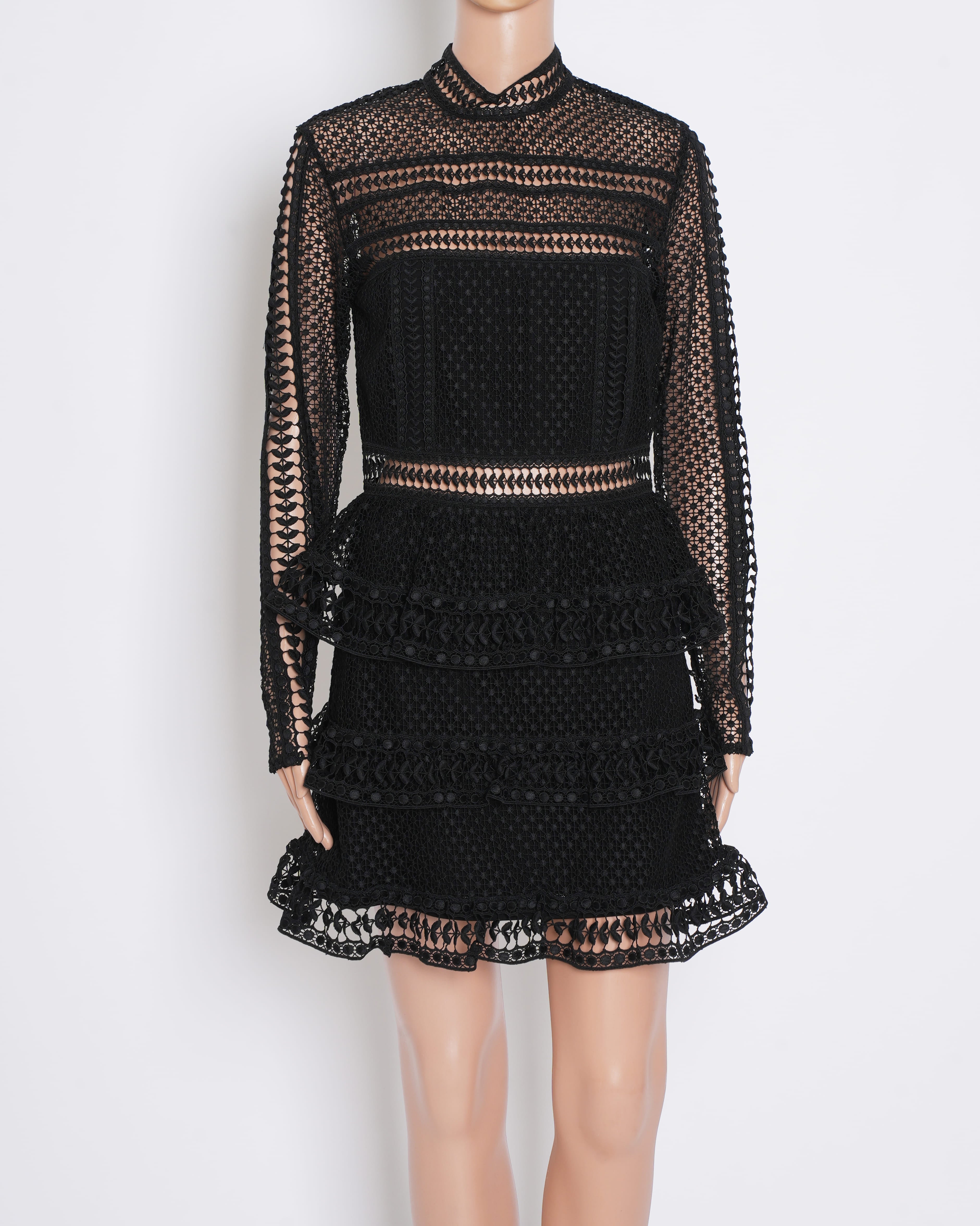 New Self Portrait Lace Dress In Black