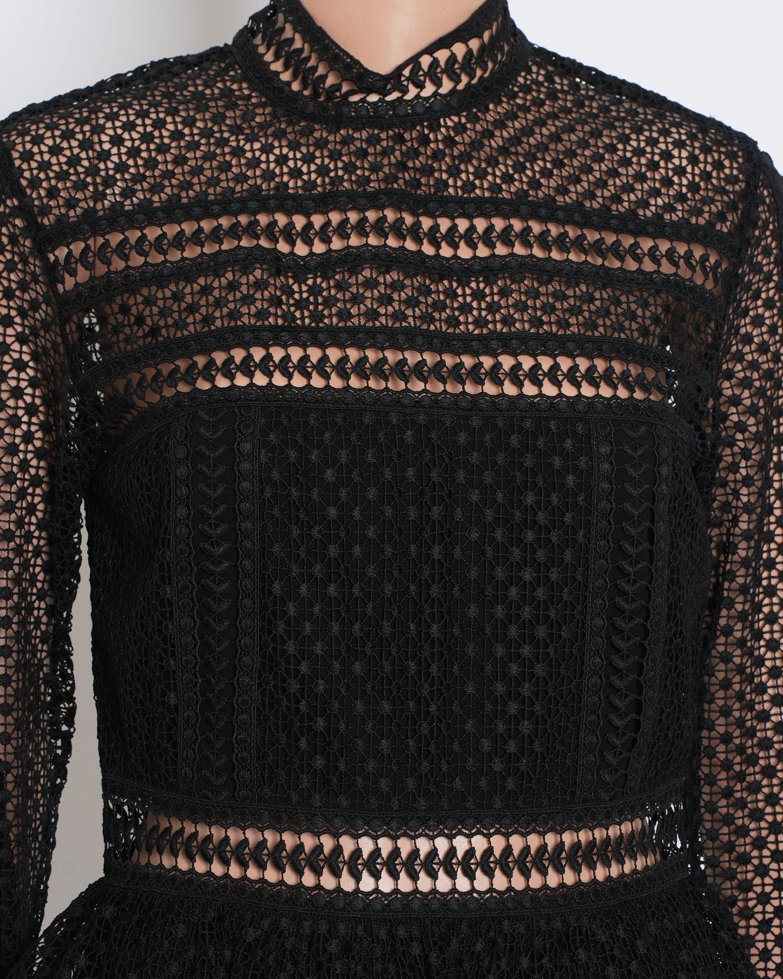 New Self Portrait Lace Dress In Black