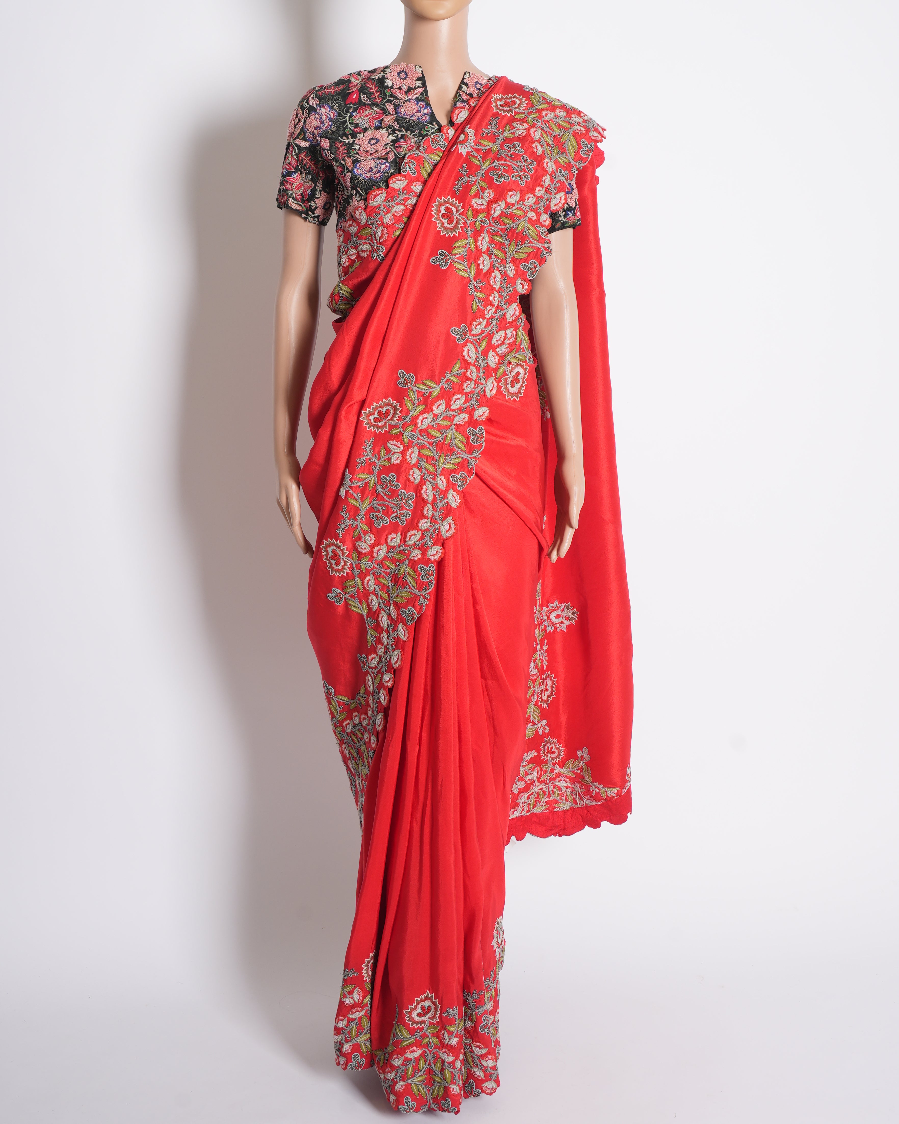 New Anamika Khanna French Knot Saree With Prestitched Blouse