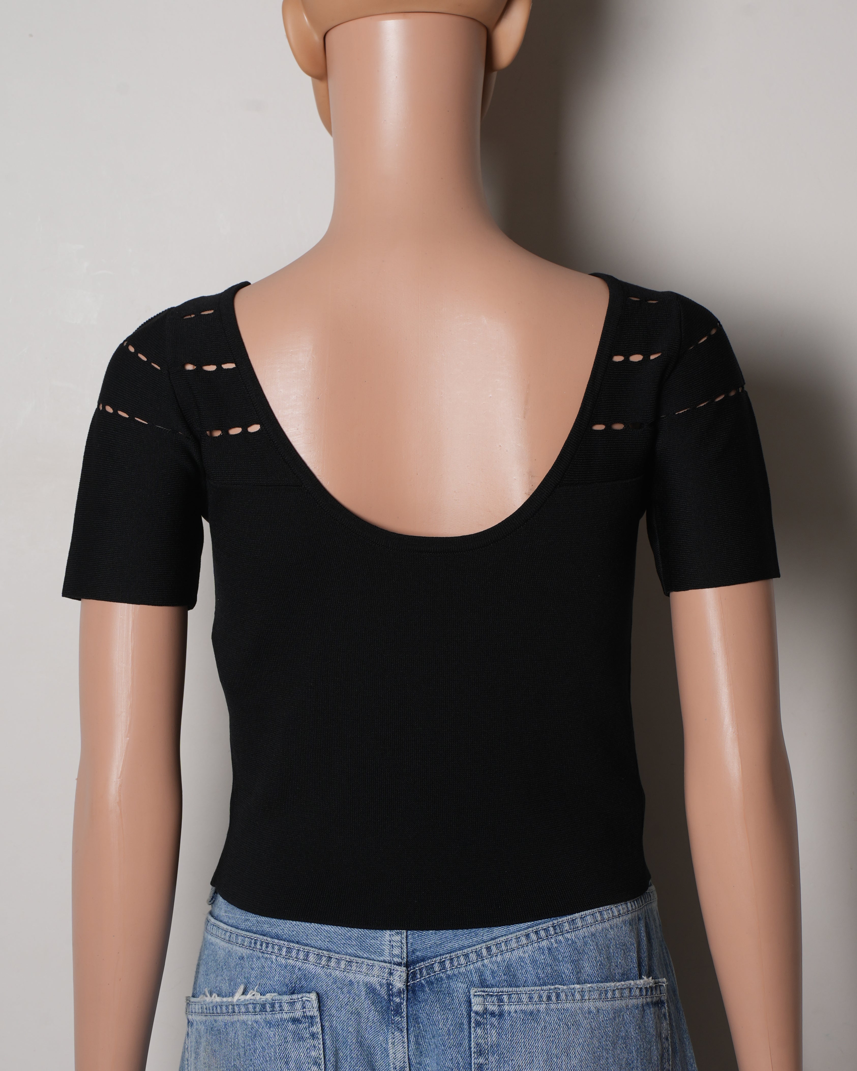 Sandro Black U Neck Top