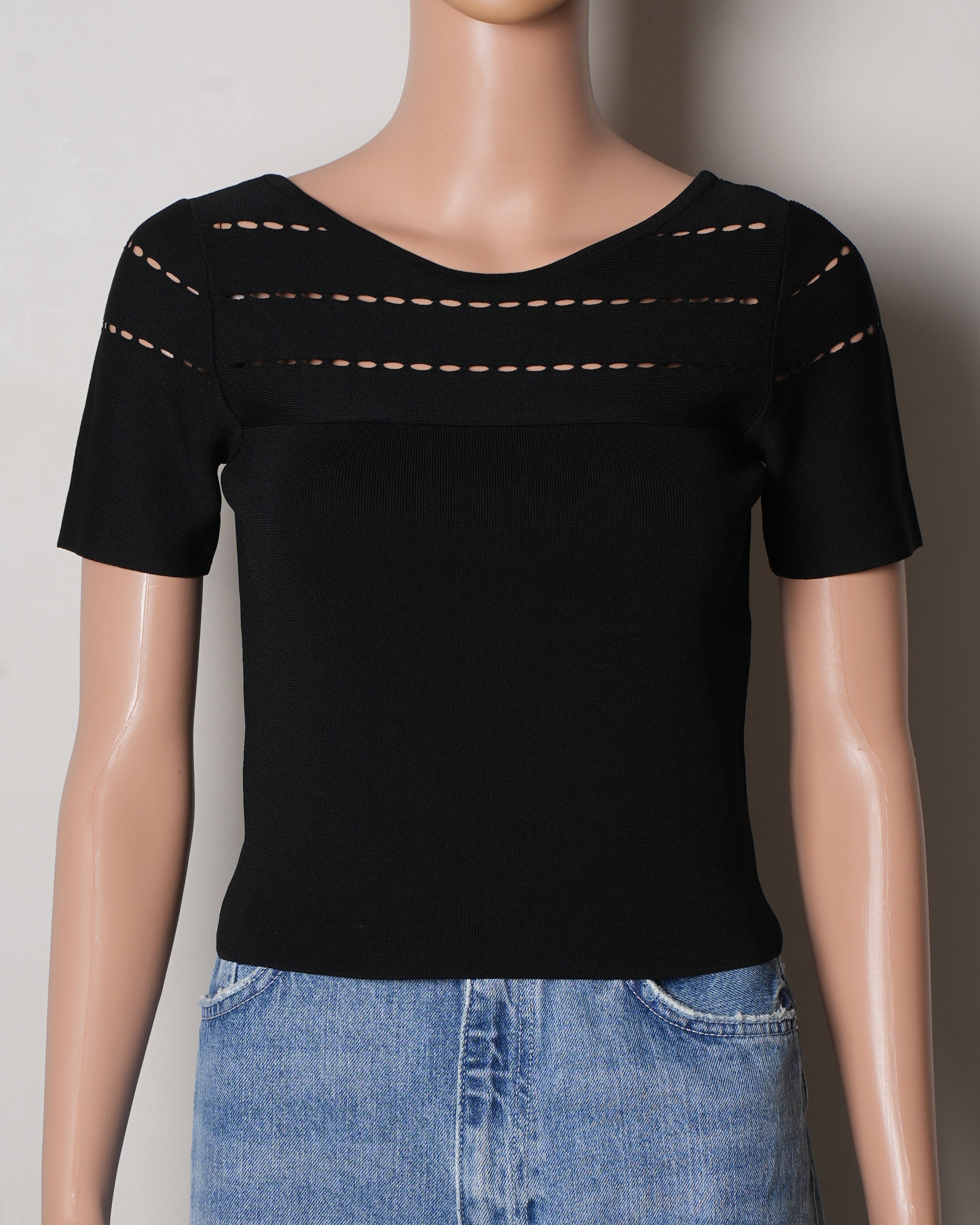 Sandro Black U Neck Top