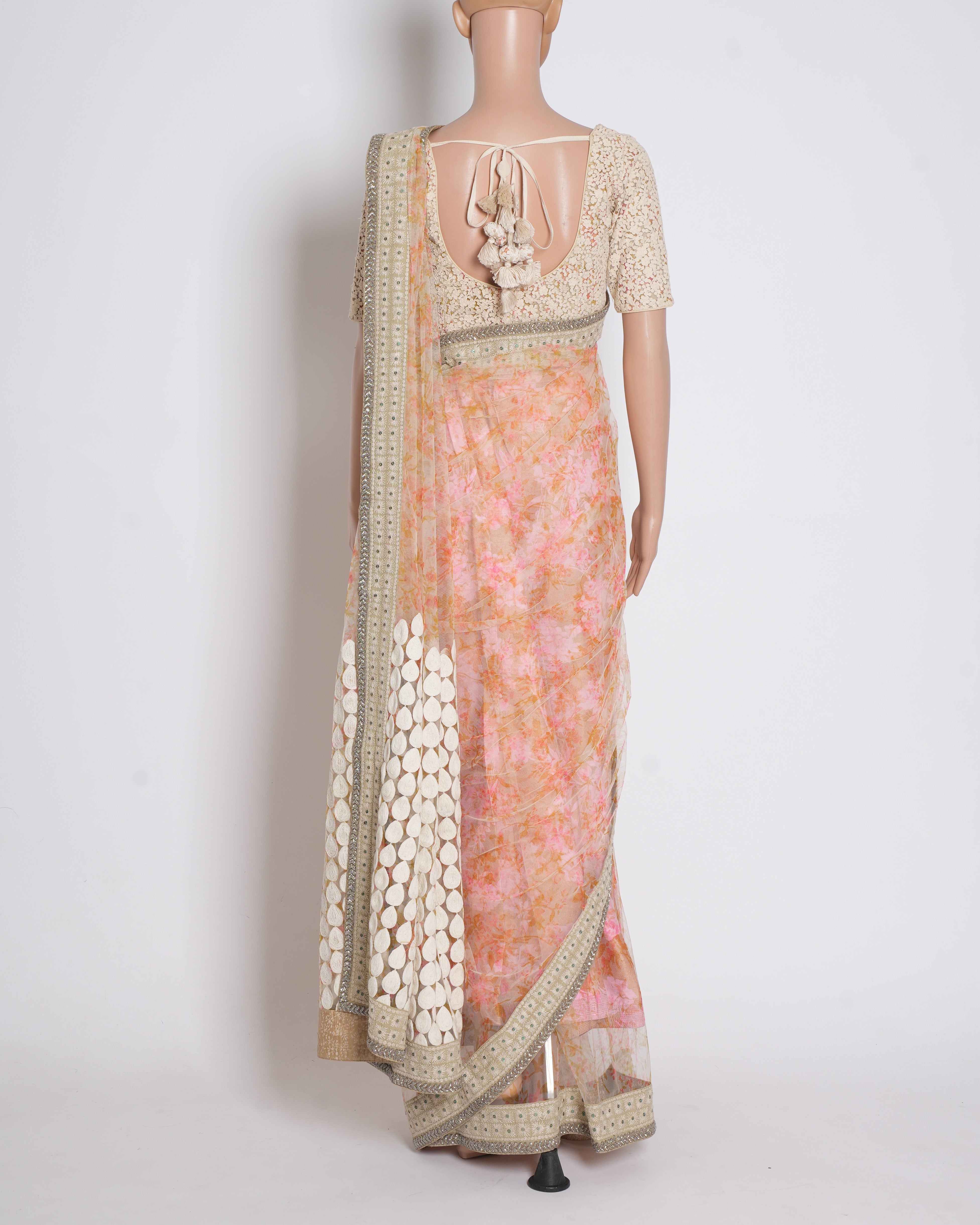 Sabyasachi Saree Set Of 3 In Floral Print