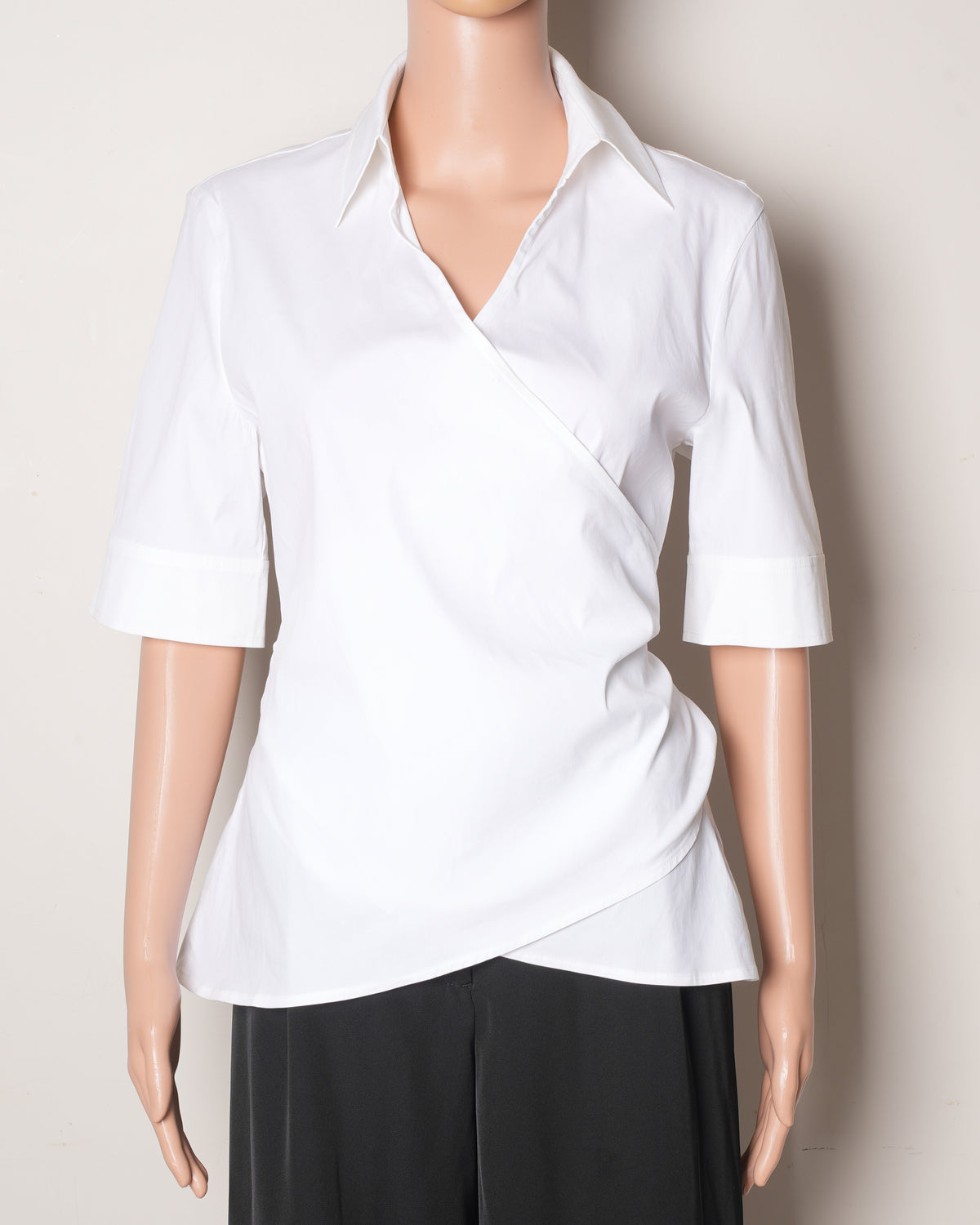 Escada White Wrap Top with Tie Closure