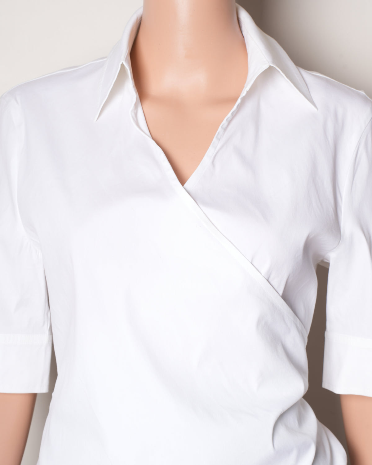 Escada White Wrap Top with Tie Closure