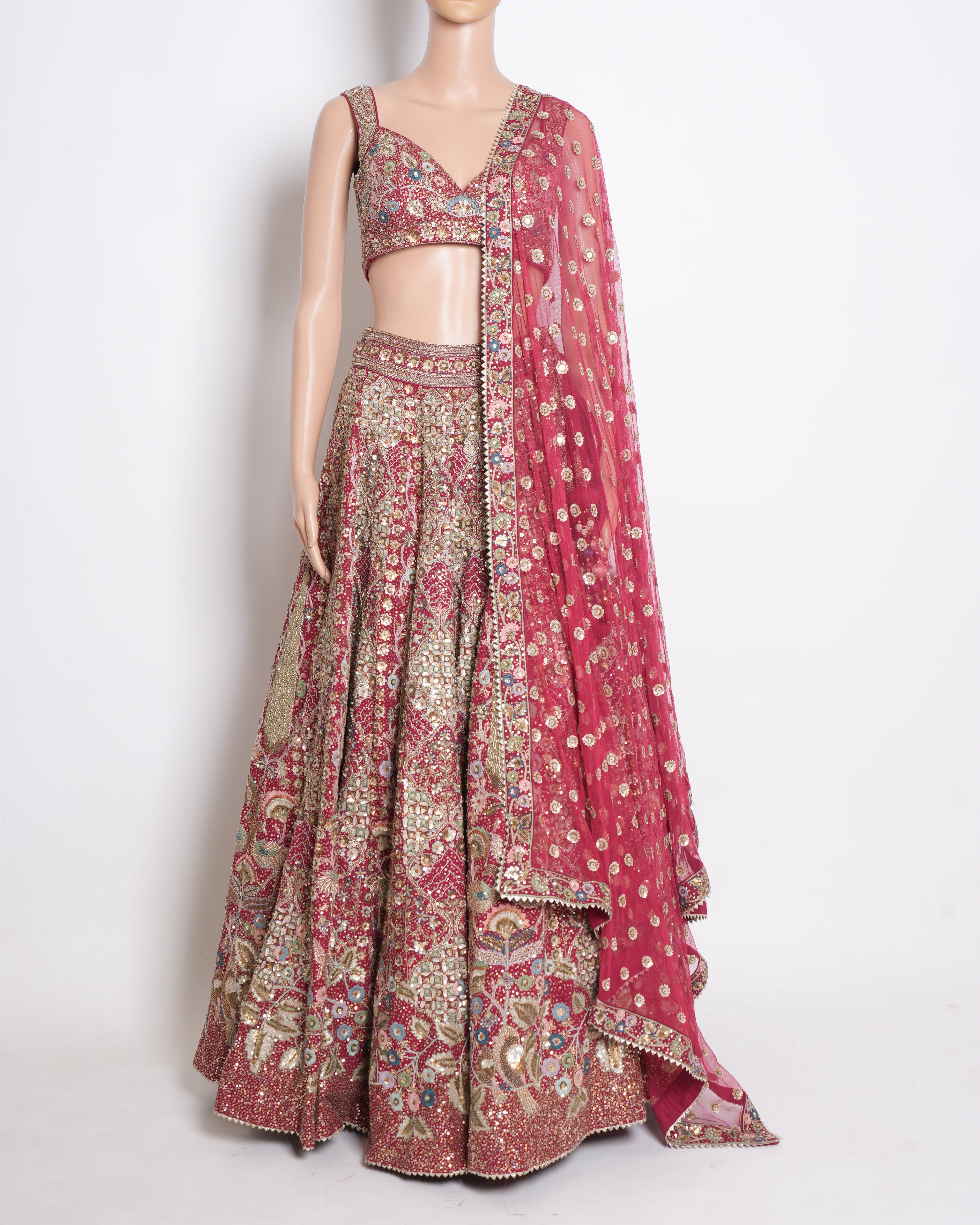 Anita Dongre Embroidered Lehenga Set In Red
