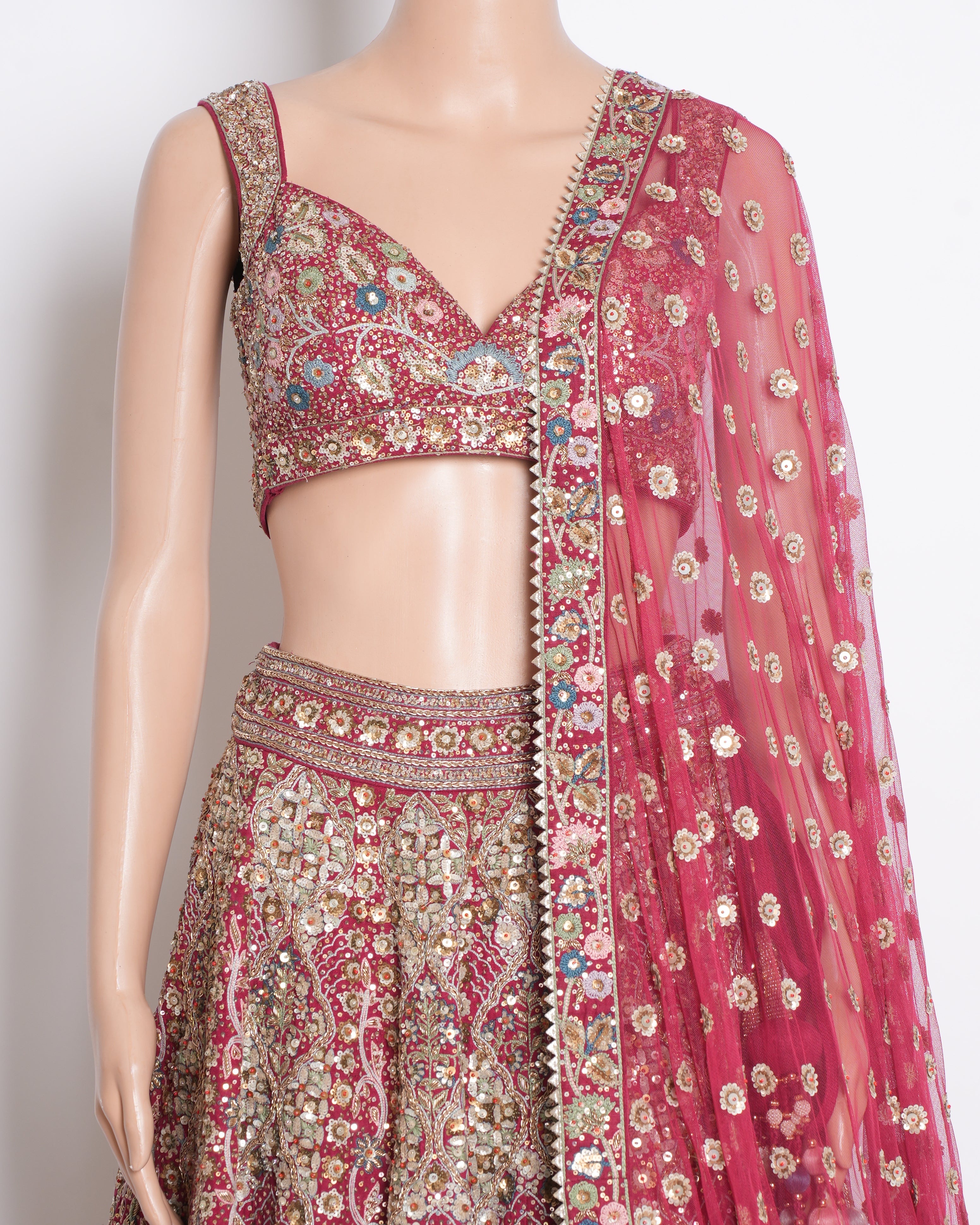 Anita Dongre Embroidered Lehenga Set In Red