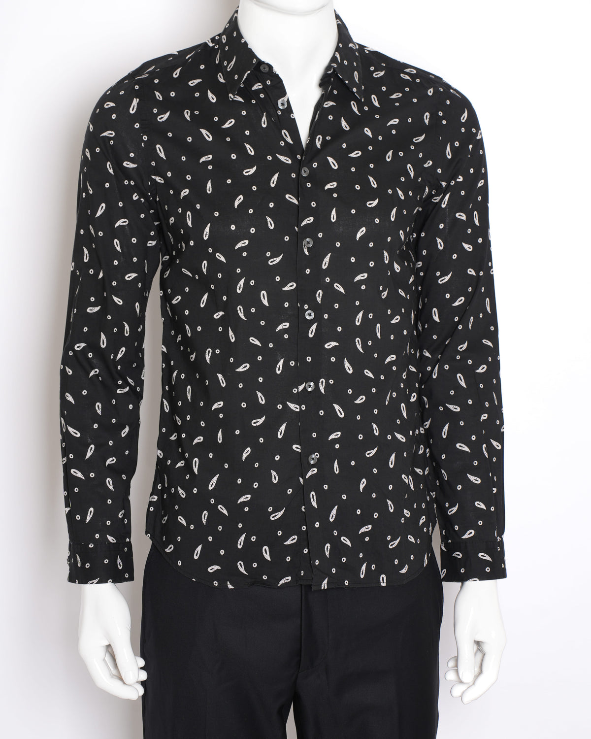 Paul Smith Men's Paisley Printed Button Down Full Sleeve Shirt In Black