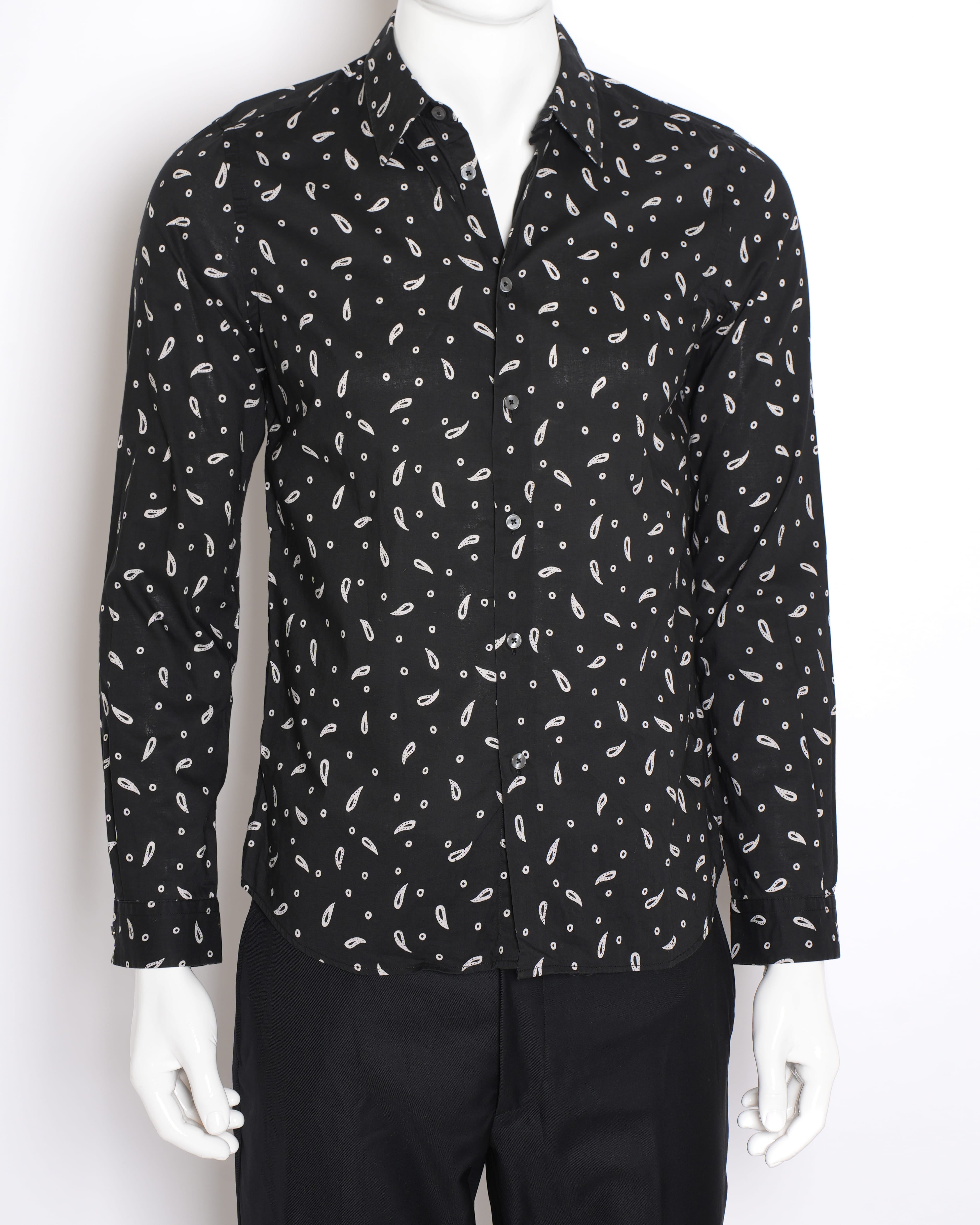 Paul Smith Men's Paisley Printed Button Down Full Sleeve Shirt In Black