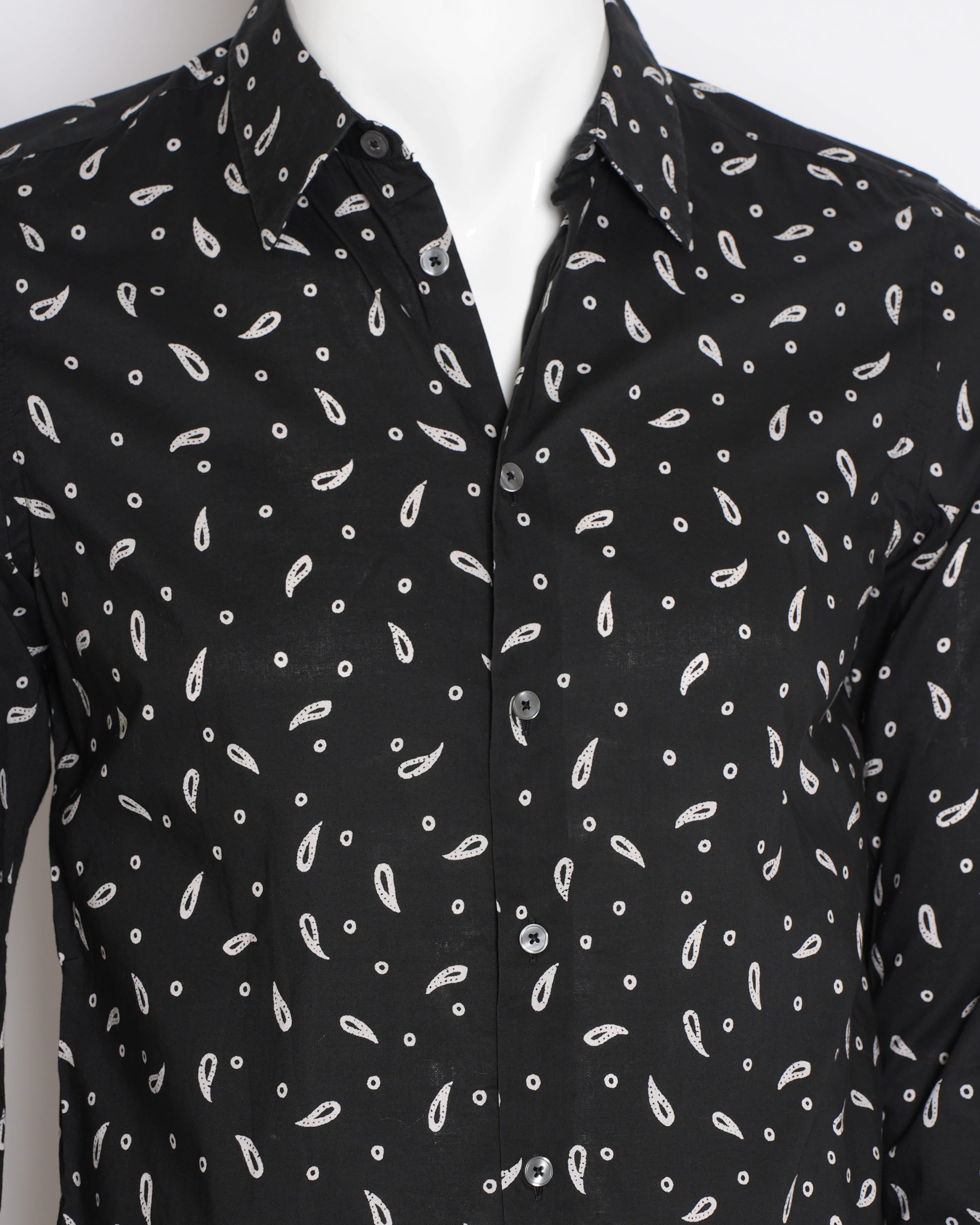 Paul Smith Men's Paisley Printed Button Down Full Sleeve Shirt In Black