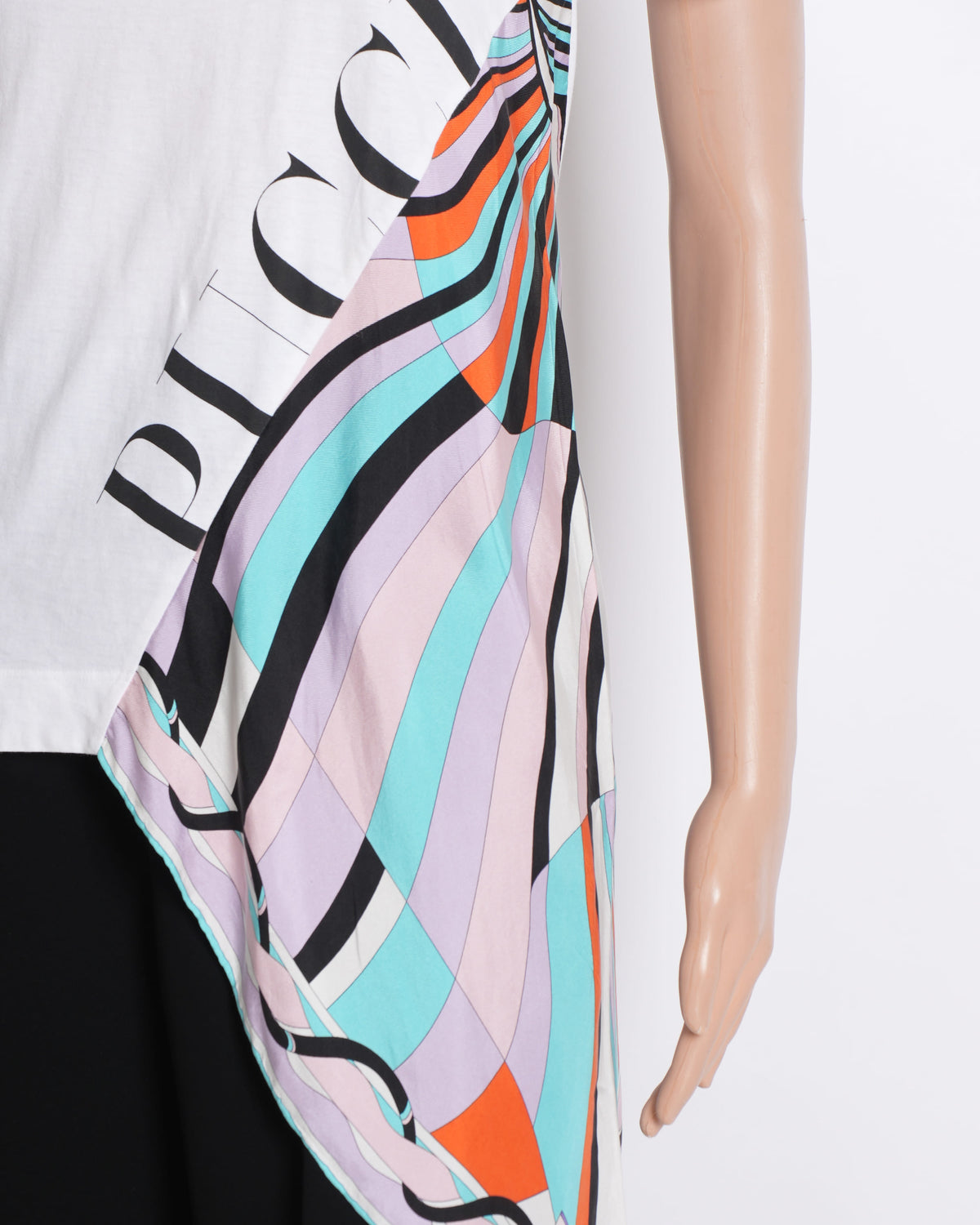 Emilio Pucci Asymmetric Printed Top in White with Multicolour Print