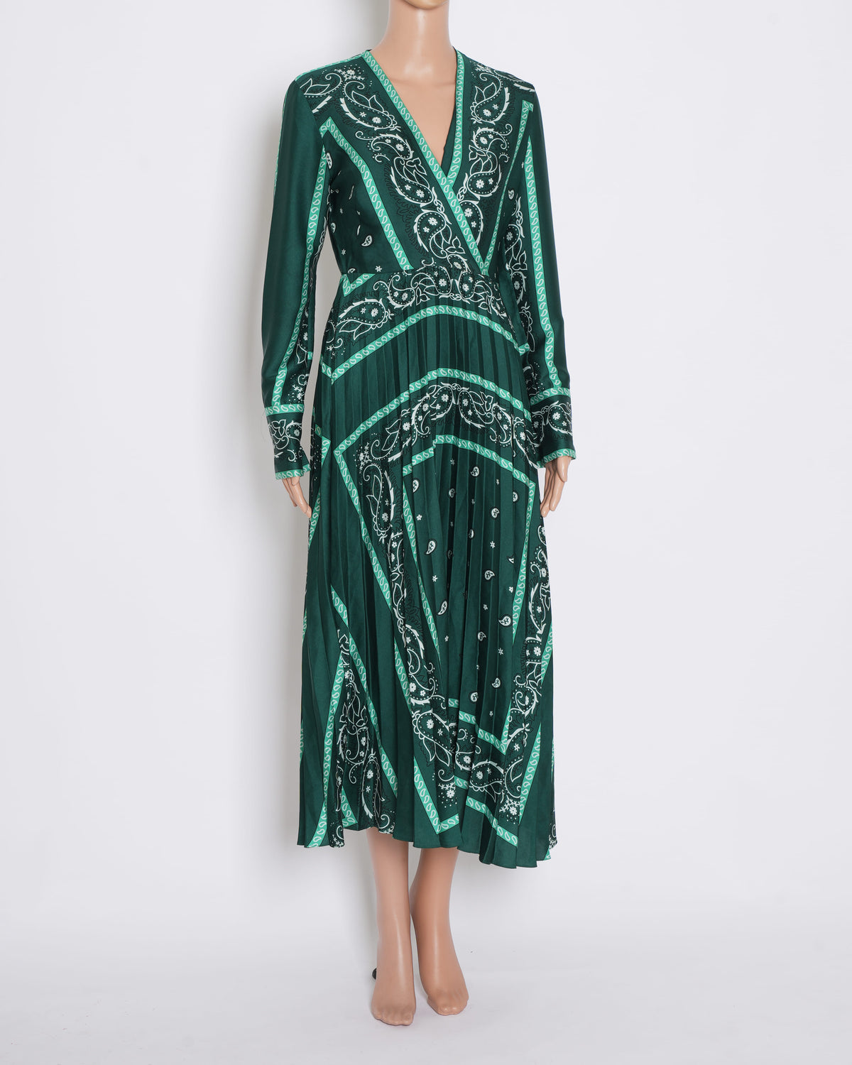 Sandro Paisley Printed Dress In Green