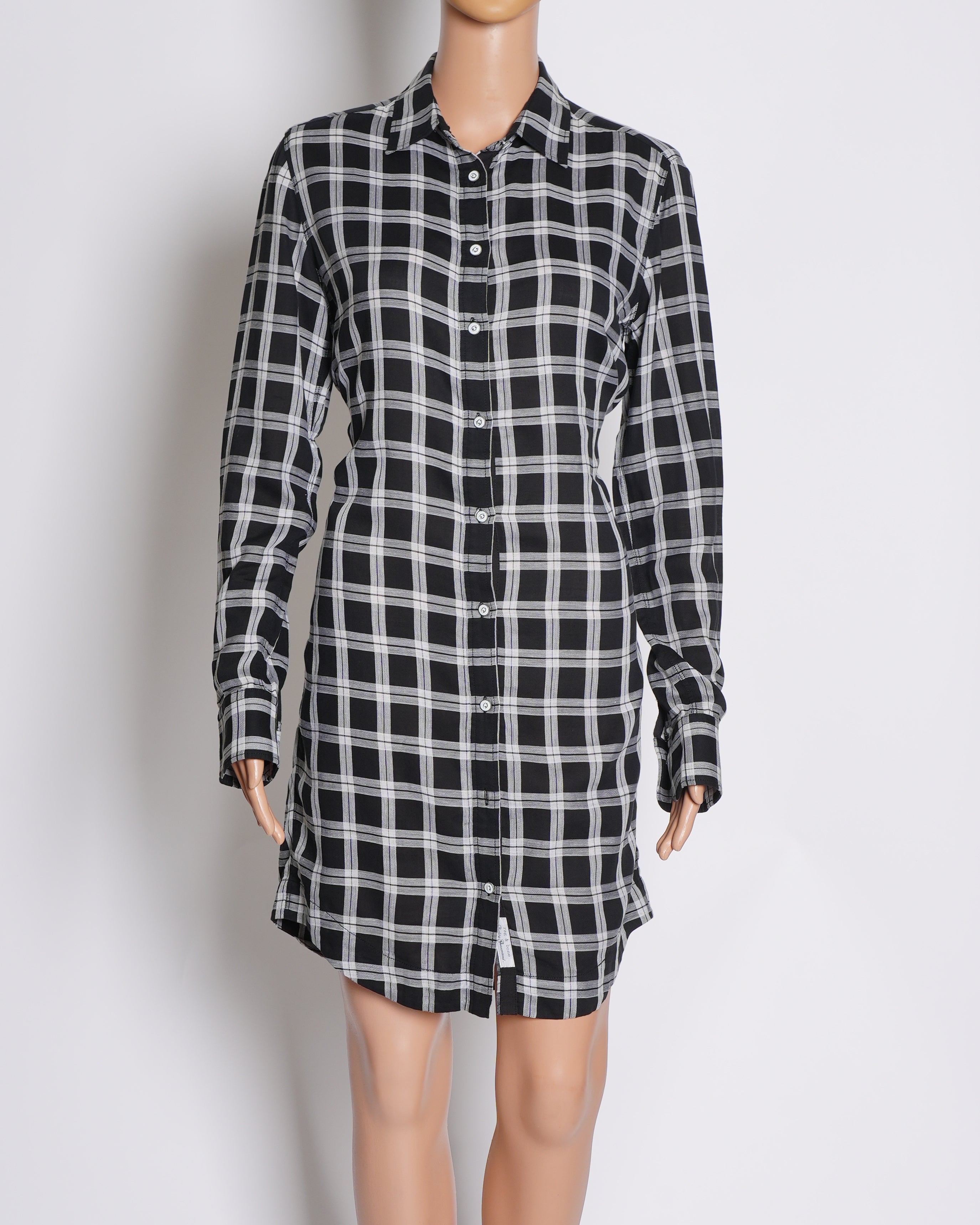 Rag & Bone Jean Beck Cotton Checkered Shirt Dress