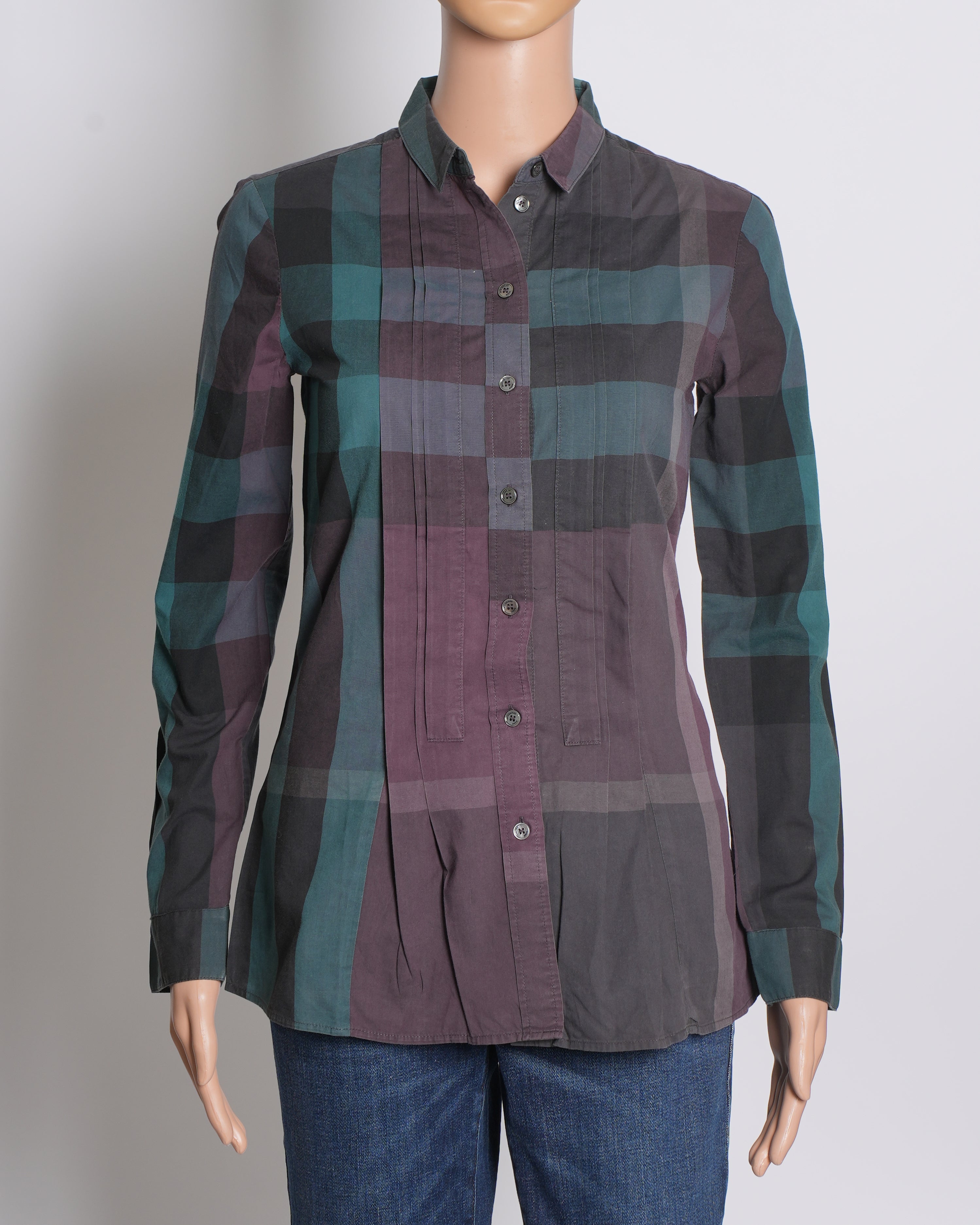 Burberry Checkered Blue & Purple Button Down Shirt