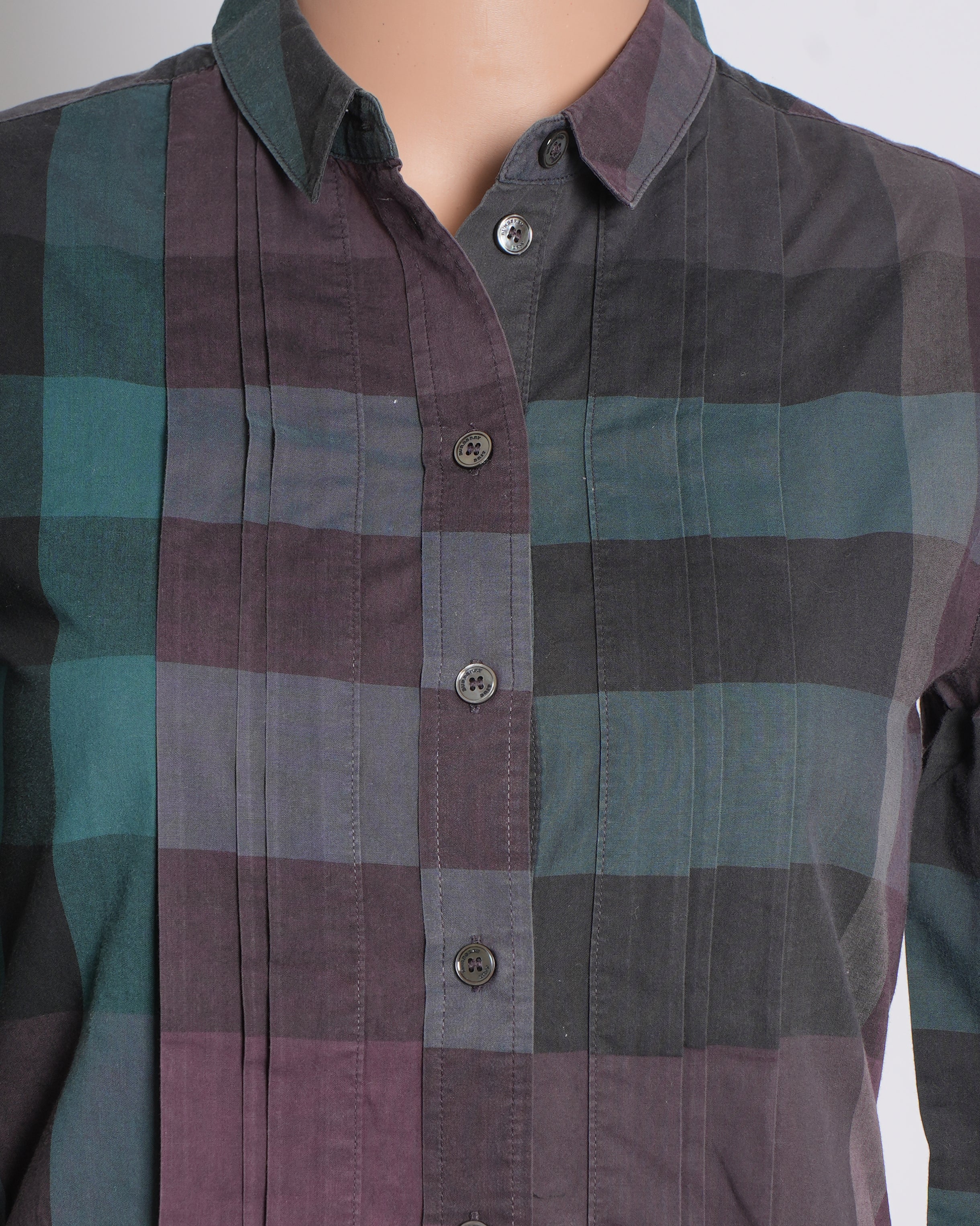 Burberry Checkered Blue & Purple Button Down Shirt