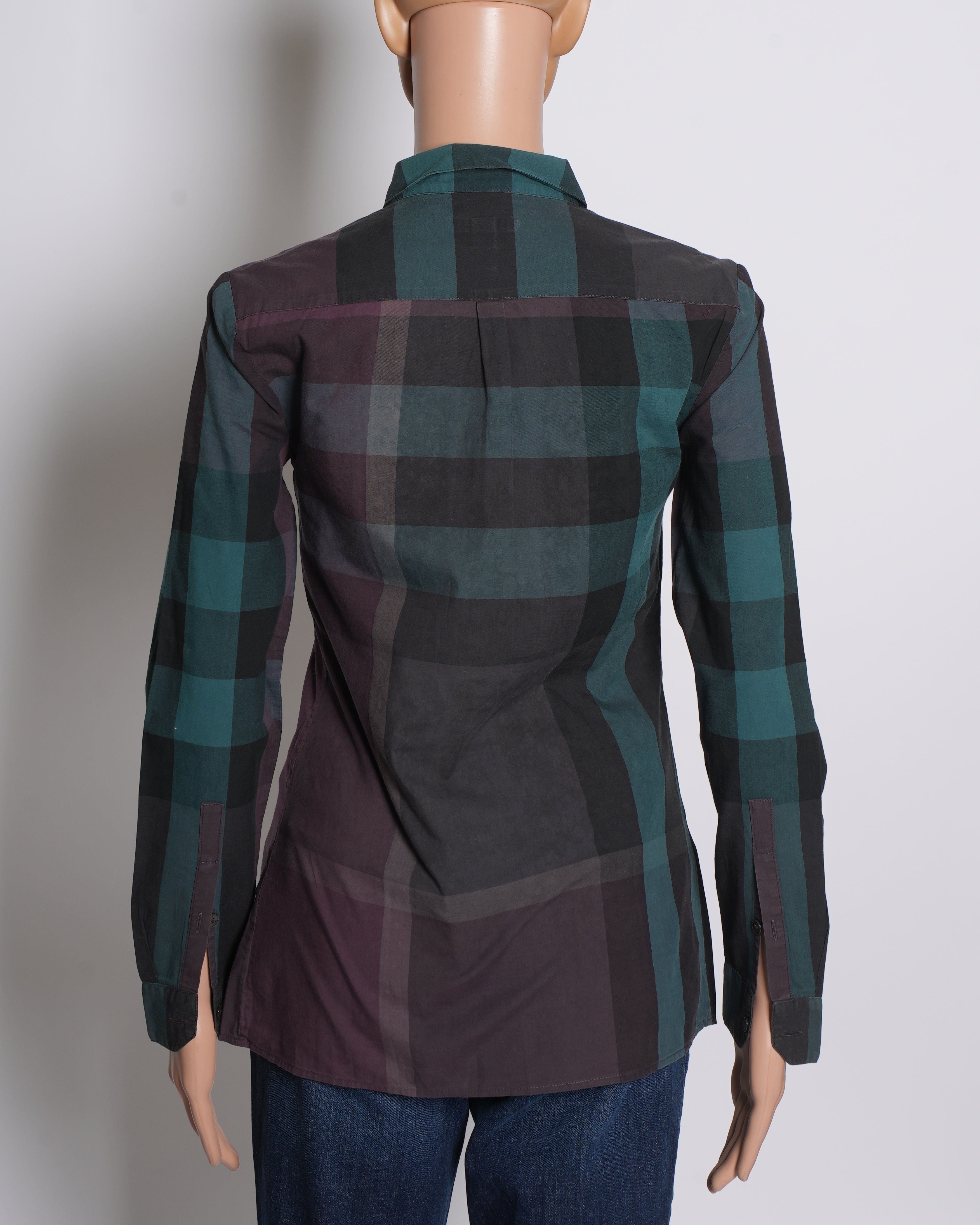 Burberry Checkered Blue & Purple Button Down Shirt