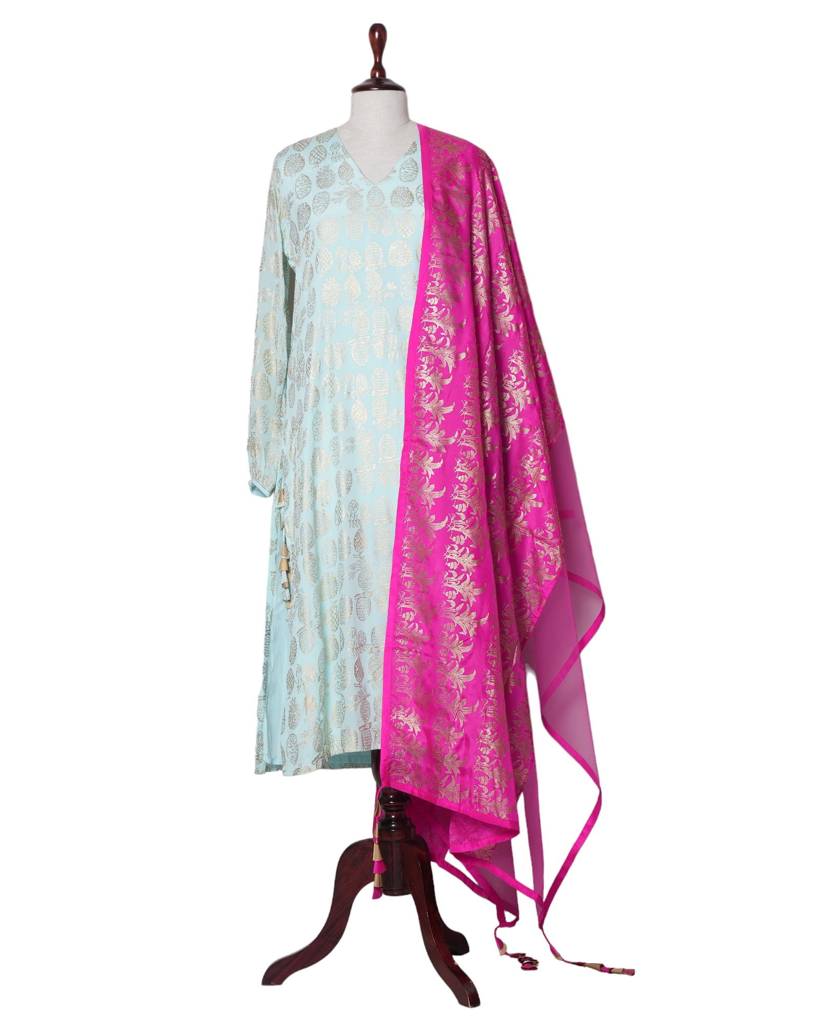 Masaba Sage Green Kurta, Palazzo & Dupatta Set