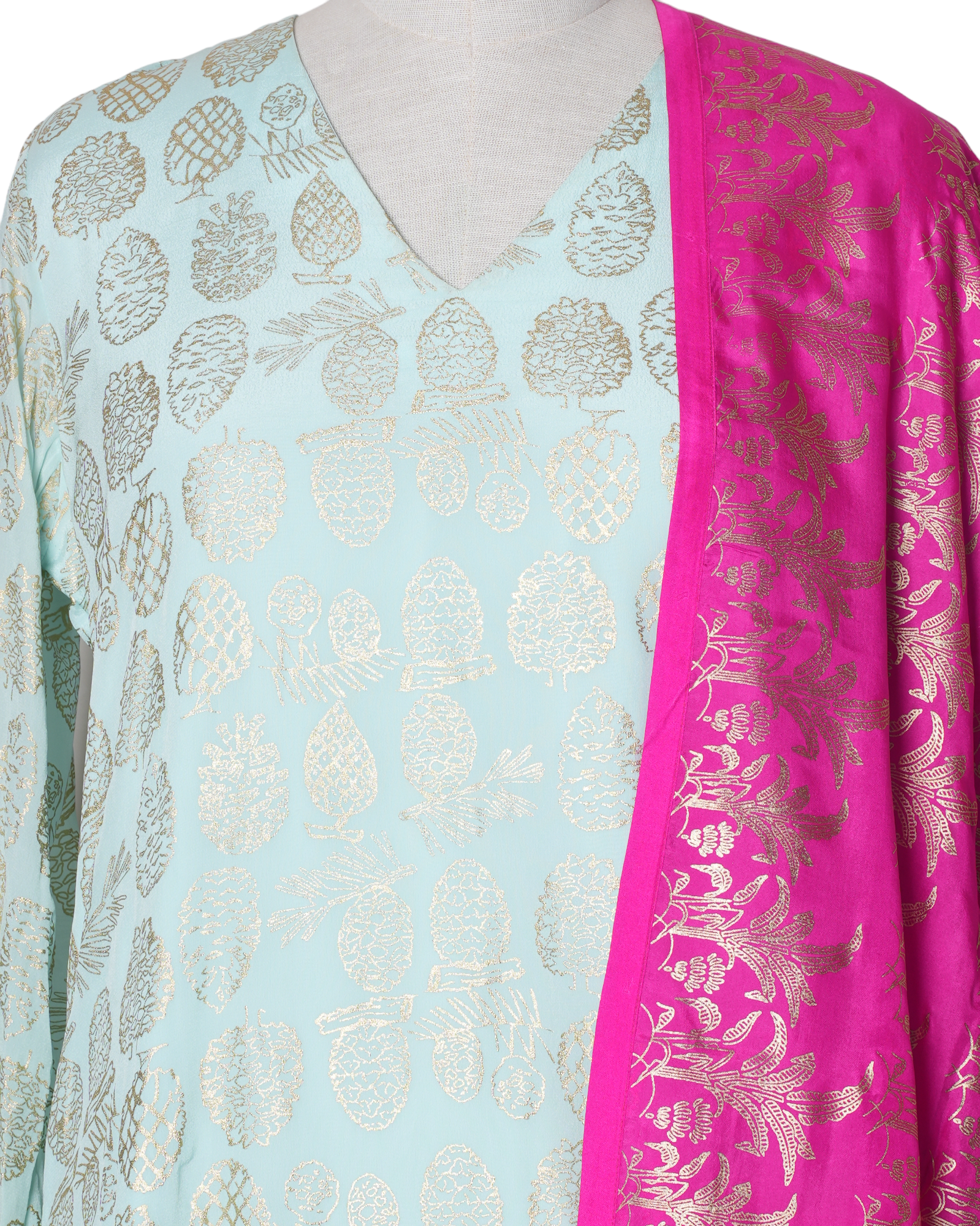 Masaba Sage Green Kurta, Palazzo & Dupatta Set