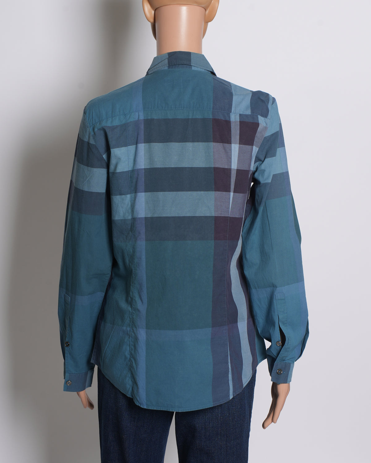 Burberry Checkered Blue Button Down Shirt
