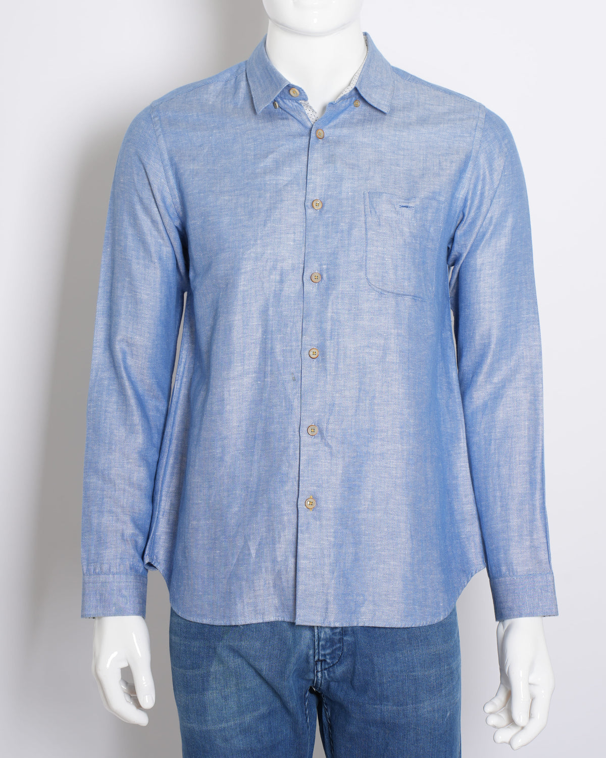 Ted Baker Men's Button Down Full Sleeve Shirt In Blue